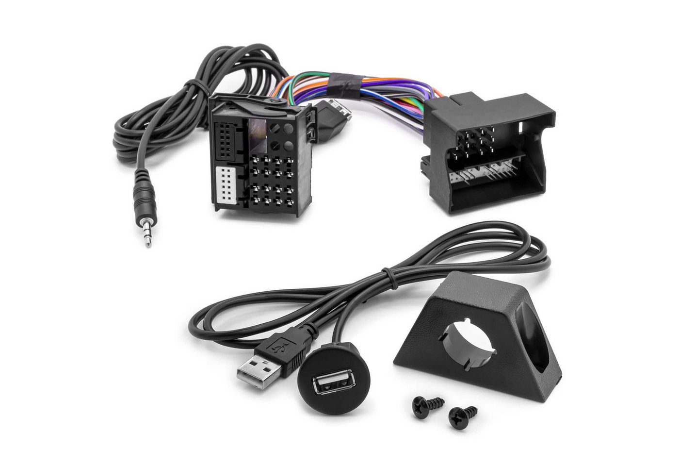 Adapter Universe USB AUX In Adapter 3,5mm Klinke MMT Radio Einbau Buchse Kabel Set KFZ-Adapter