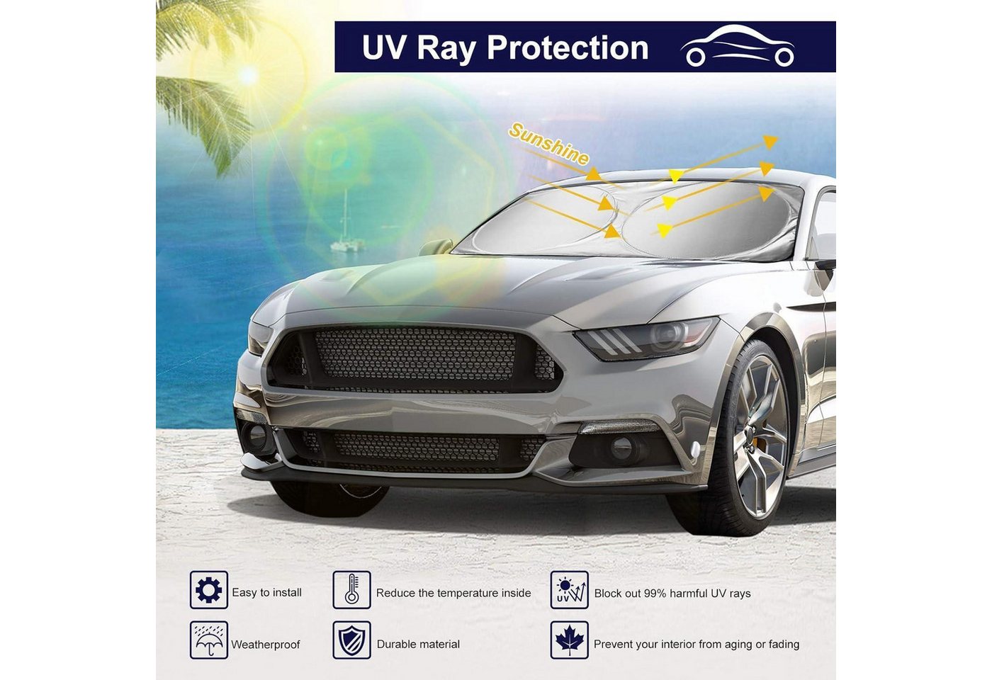 LuxusKollektion Frontscheibenabdeckung Auto Sonnenschutz Frontscheibe Sommer Sonnenblende Windschutzscheiben
