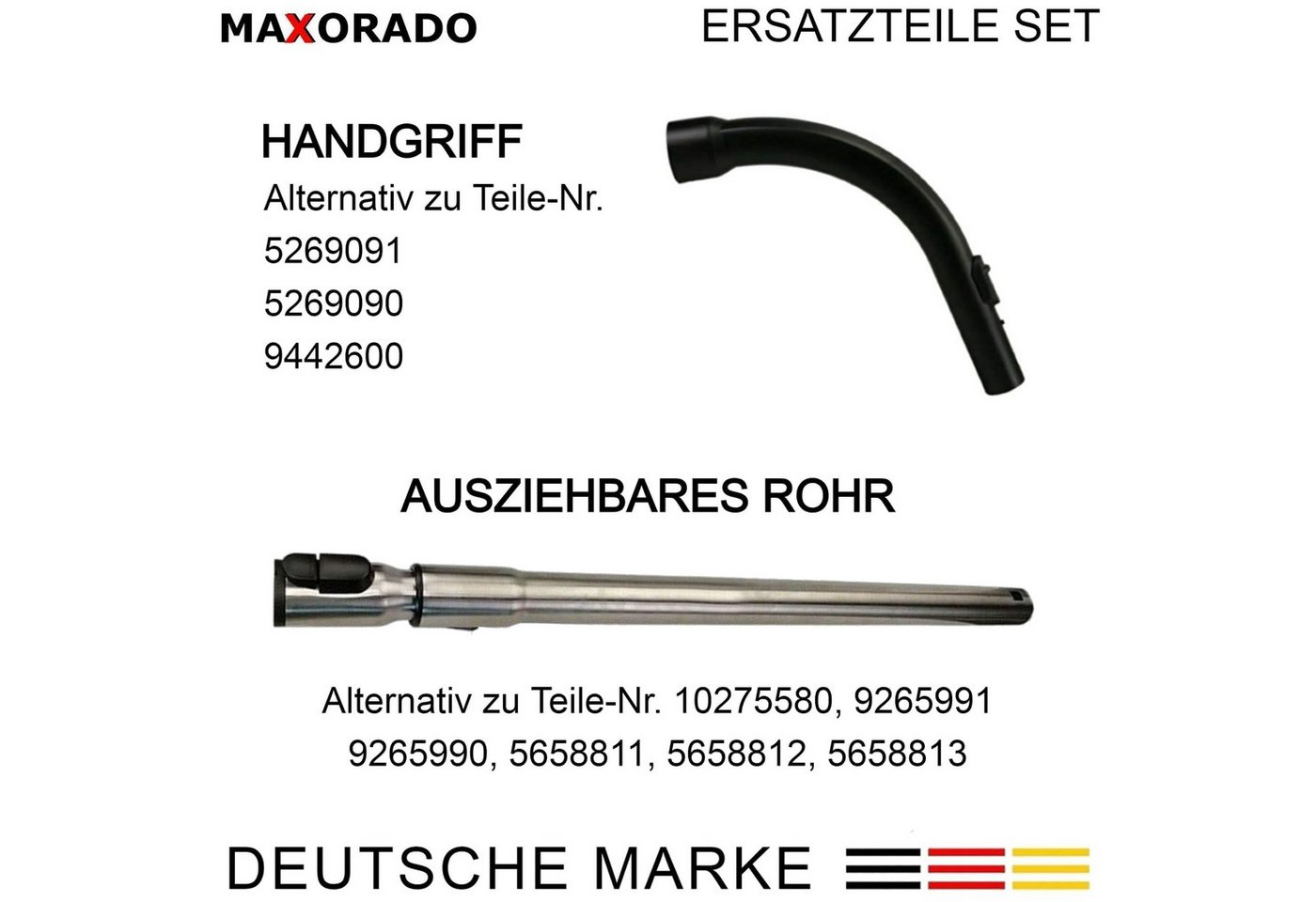 Maxorado Staubsaugerrohr Teleskoprohr + Handgriff für Miele S4210 S4211 S4212 S4380 S447 S4550, Zubehör für ersatzteile set für Original Zubehör Rohr, Griff S4562 S4780 Staubsauger Griffrohr S4510