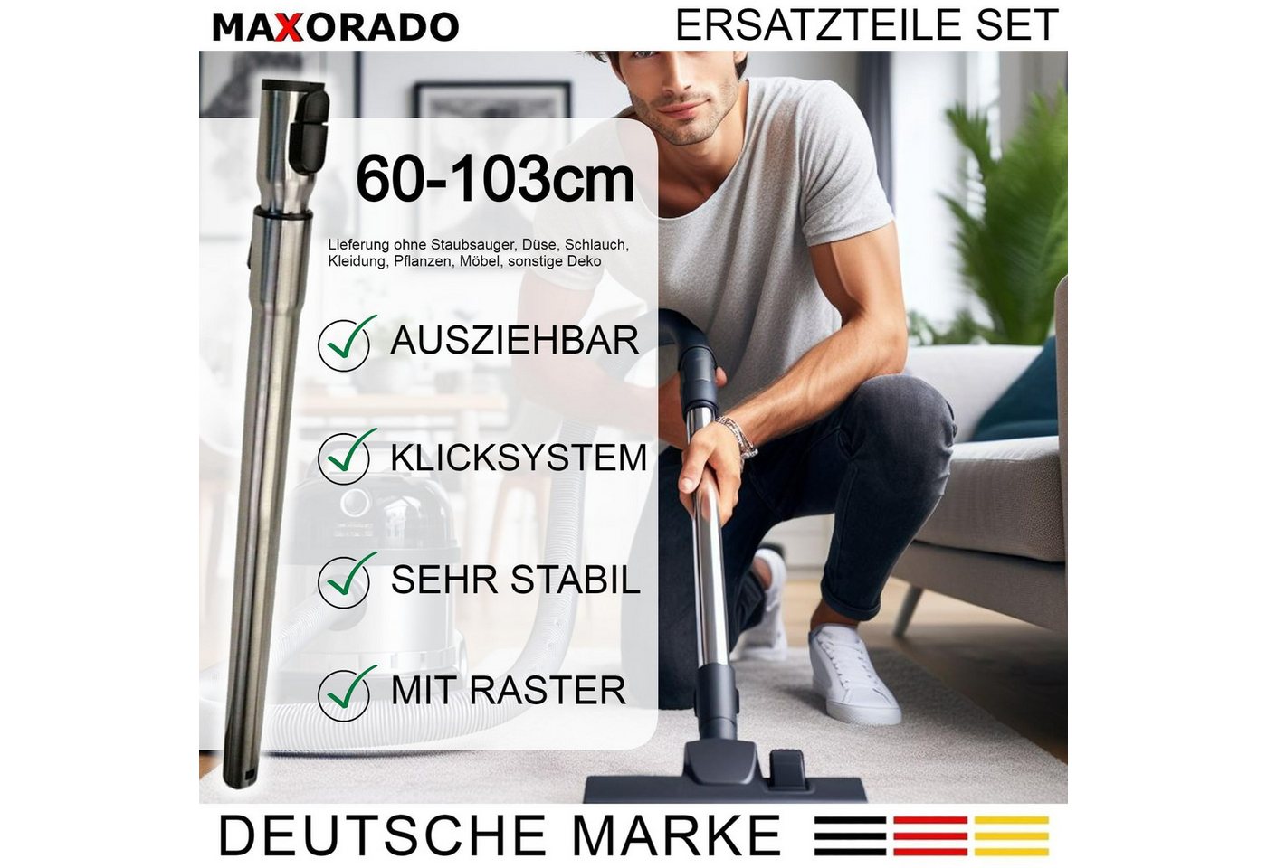 Maxorado Staubsaugerrohr Teleskoprohr + Handgriff für Miele S4210 S4211 S4212 S4380 S447 S4550, Zubehör für ersatzteile set für Original Zubehör Rohr, Griff S4562 S4780 Staubsauger Griffrohr S4510 Bild 3
