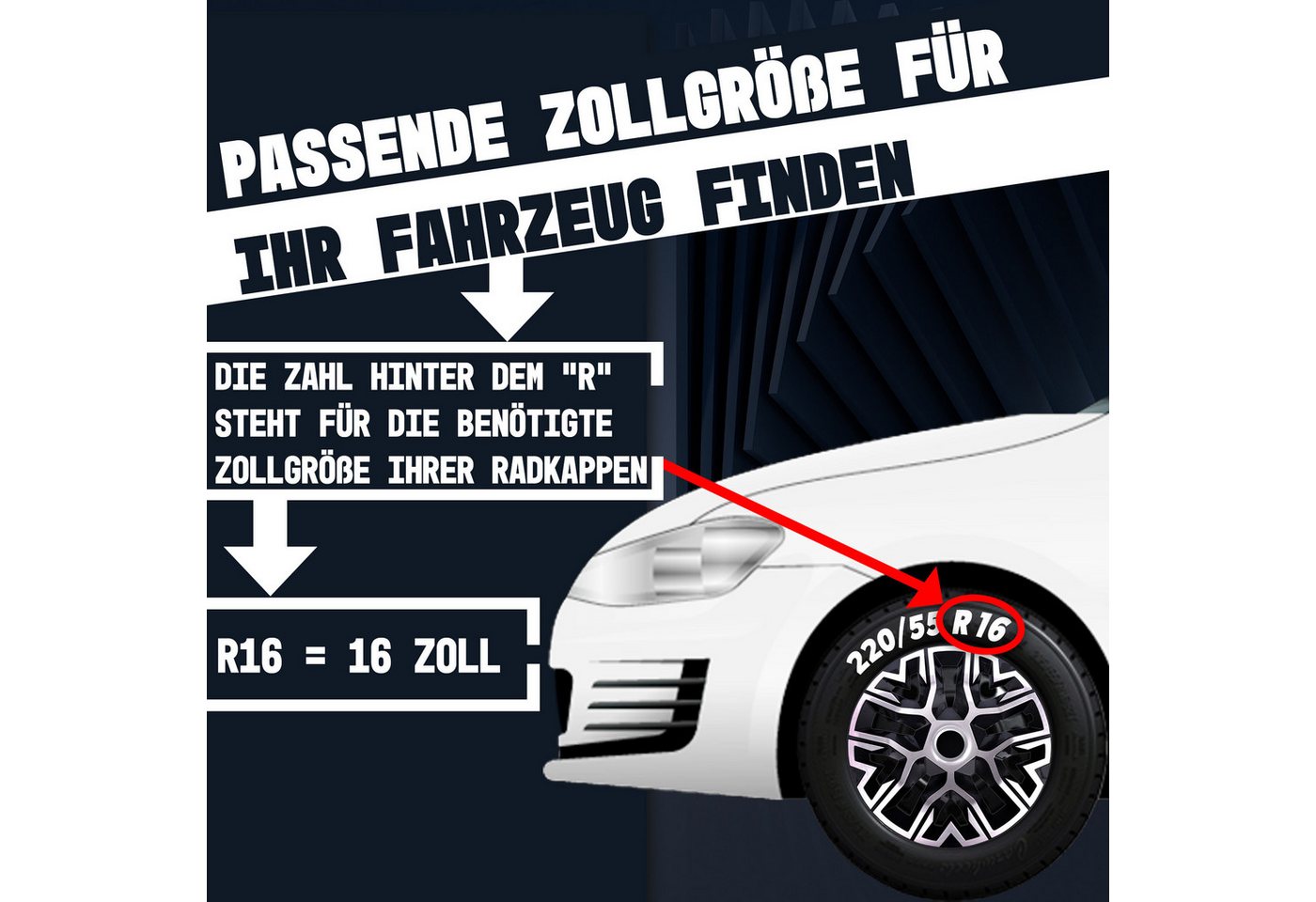 NRM Radkappe 4x NRM Radkappen THE BEST 16" BICOLOR silber/schwarz, 16 in Zoll, (4-St)