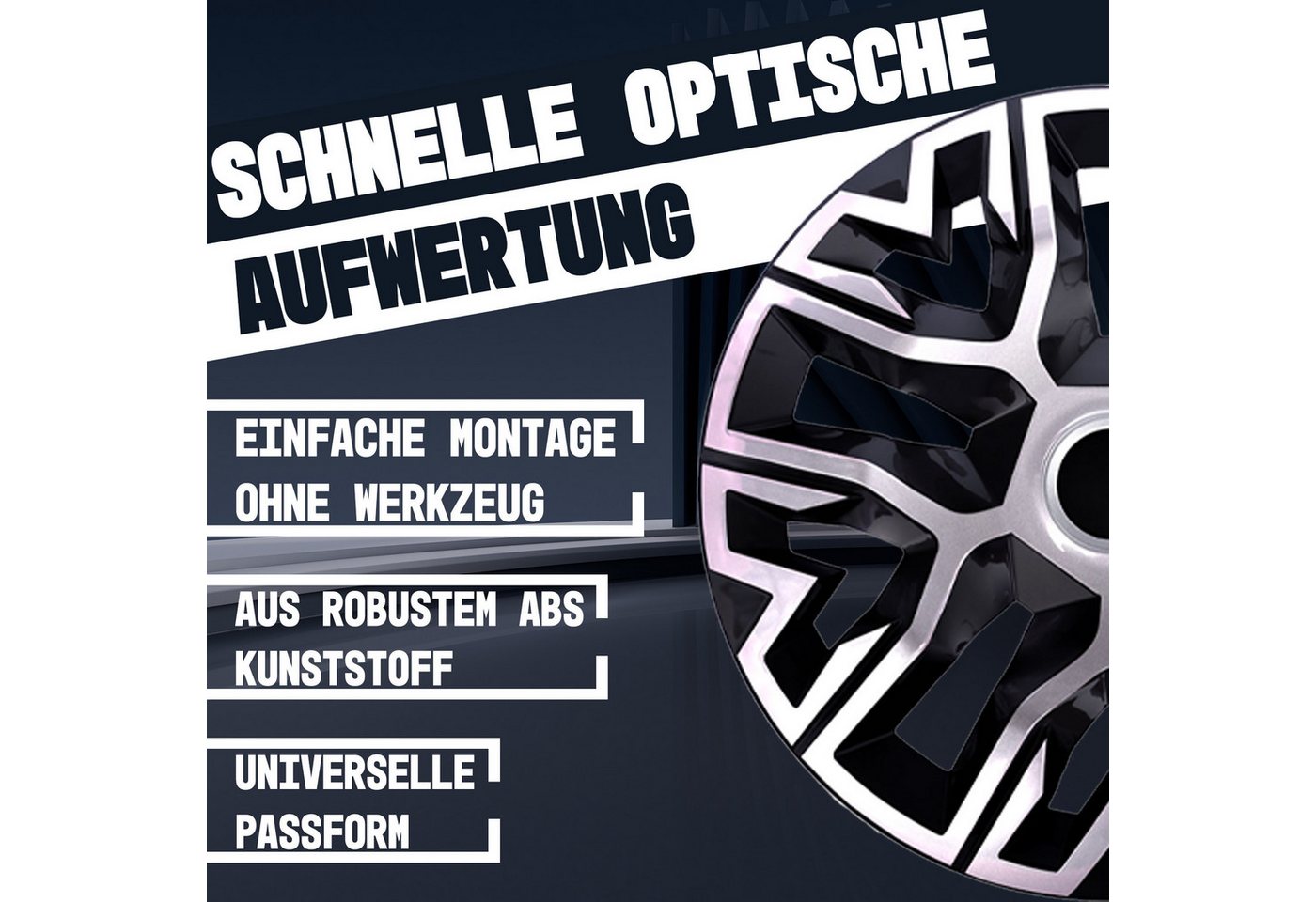 NRM Radkappe 4x NRM Radkappen THE BEST 16" BICOLOR silber/schwarz, 16 in Zoll, (4-St) Bild 4