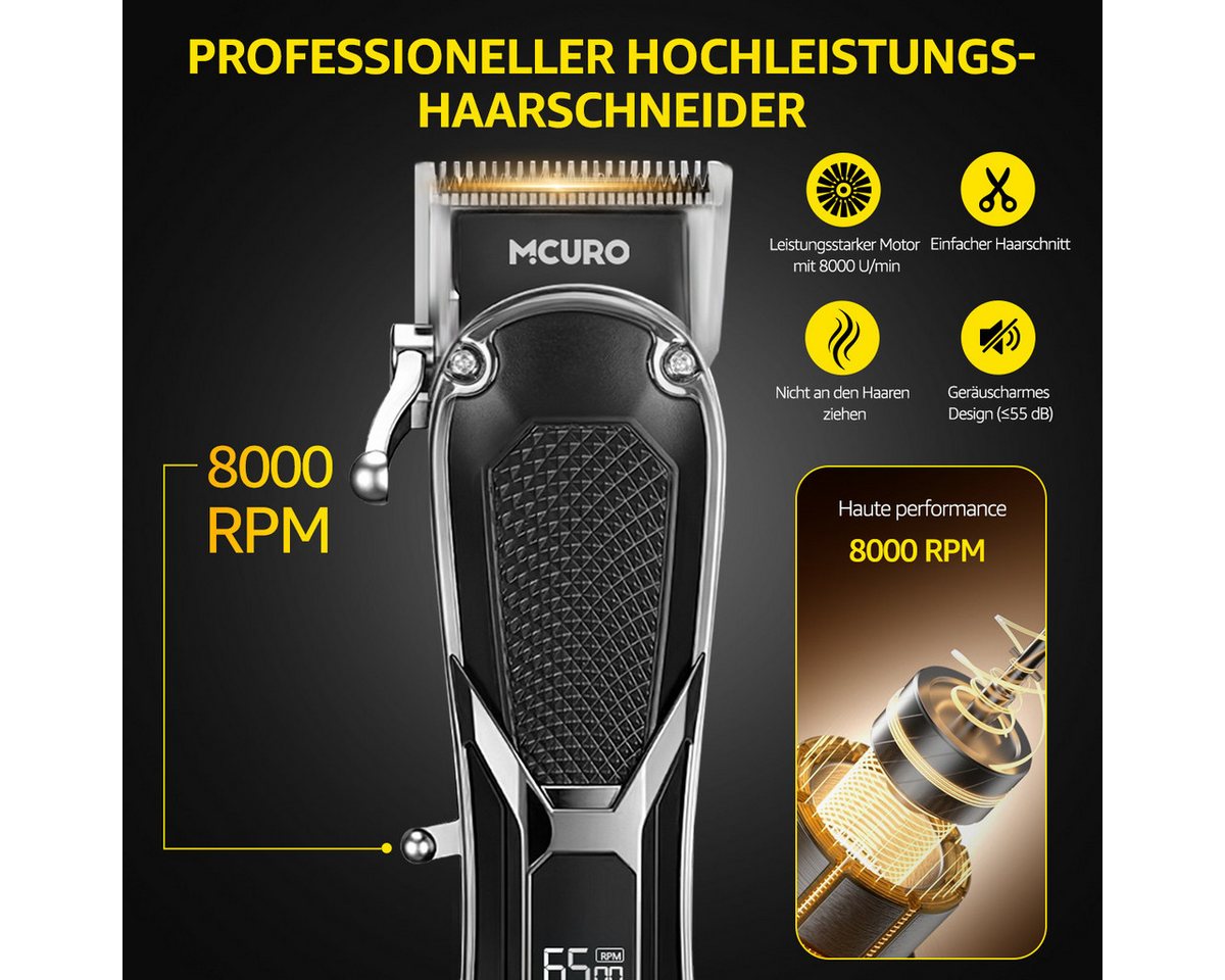 MCURO Haarschneider Haarschneidemaschine Elektrisch Profi Barttrimmer Set für Herren, mit 7 Kammaufsätzen, 3-in-1 Trimmerset Haar- und Bartschneider Wasserdicht Bild 2