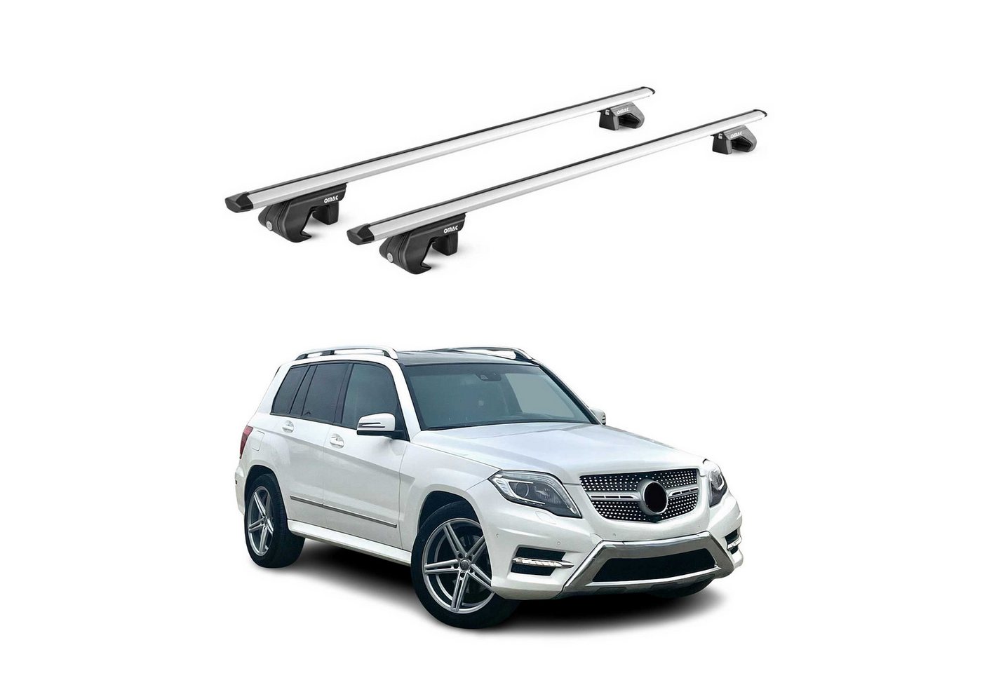 OMAC Dachträger Aluminium für Mercedes GLK X204 2008-2015 5 türig Silber 2 tlg ABE (2-St), Wasserbeständig,Abnehmbar,Multifunktional,Leichtgewichtig Bild 5