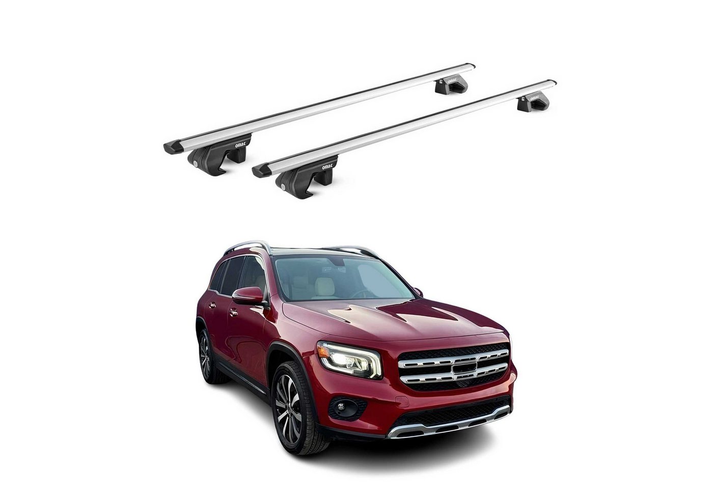 OMAC Dachträger Aluminium für Mercedes GLB X247 2020-2025 5 türig Silber 2 tlg ABE (2-St), Wasserbeständig,Abnehmbar,Multifunktional,Leichtgewichtig Bild 2