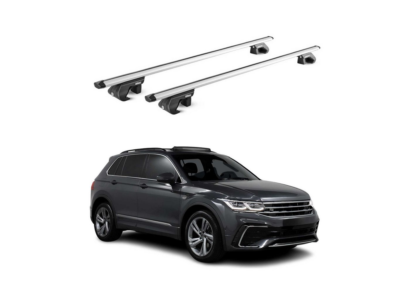 OMAC Dachträger Alu für VW Tiguan AD1 Allspace BW2 2016-2025 5 türig Silber ABE 2x (2-St), Wasserbeständig,Abnehmbar,Multifunktional,Leichtgewichtig Bild 5