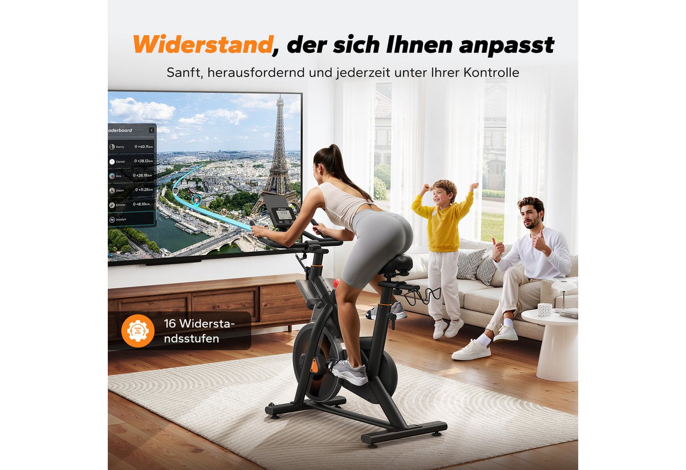 MERACH Heimtrainer für Zuhause, Fitnessbike mit LCD-Display bis 158 KG (Fahrradtrainer mit Tablet-Halter, Bluetooth, eigener App, 1-tlg., 10 kg Schwungrad, Stationäres Fahrrad mit verstellbare Sitz), bequeme und leise, verstellbarer magnetischer Widerstand, Heimfitness Bild 4