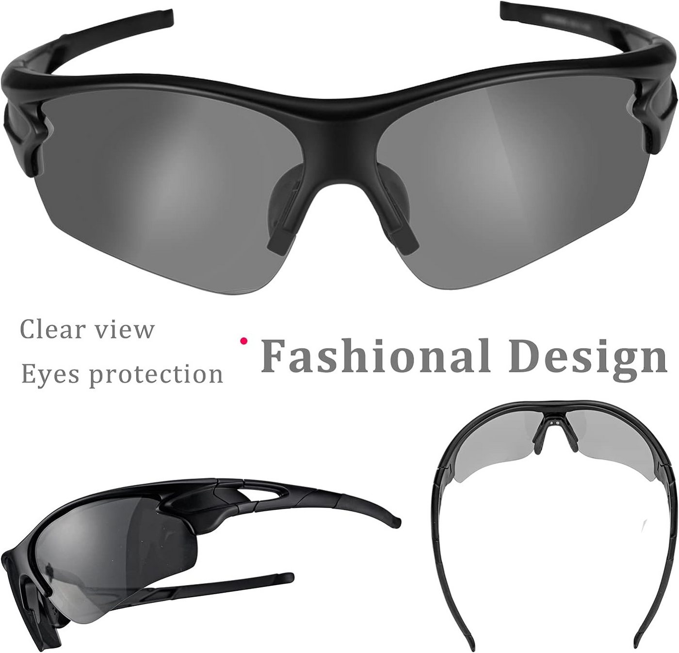 ROCKBROS Fahrradbrille Sport-Sonnenbrille, (Sonnerbrille,transparente Gläser aus Polycarbonat, Photochromatisch Sportbrille), UV Schutz 400, für Fahrrad, MTB, Angeln