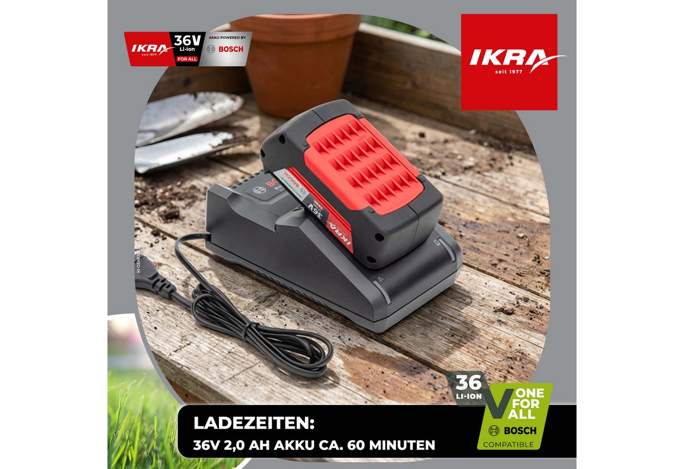 ikra GmbH AL 36-V-20 Batterie-Ladegerät (2000 mA, 1-tlg., schnelle Ladung, Kompatibilität mit BOSCH 36V & IKRA BOSCH 36V Serie) Bild 5