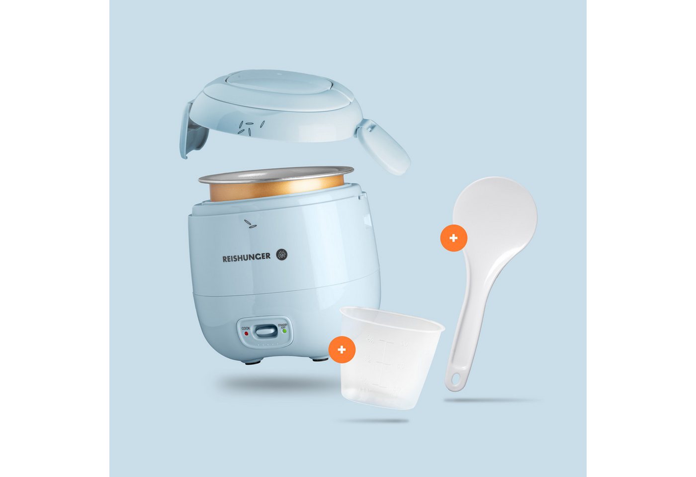 Reishunger Reiskocher Mini Modell – 0,3 L – 1-2 Portionen – in vier Farben verfügbar –, 120 W, Handliche Größe für kleine Haushalte und unterwegs Bild 2