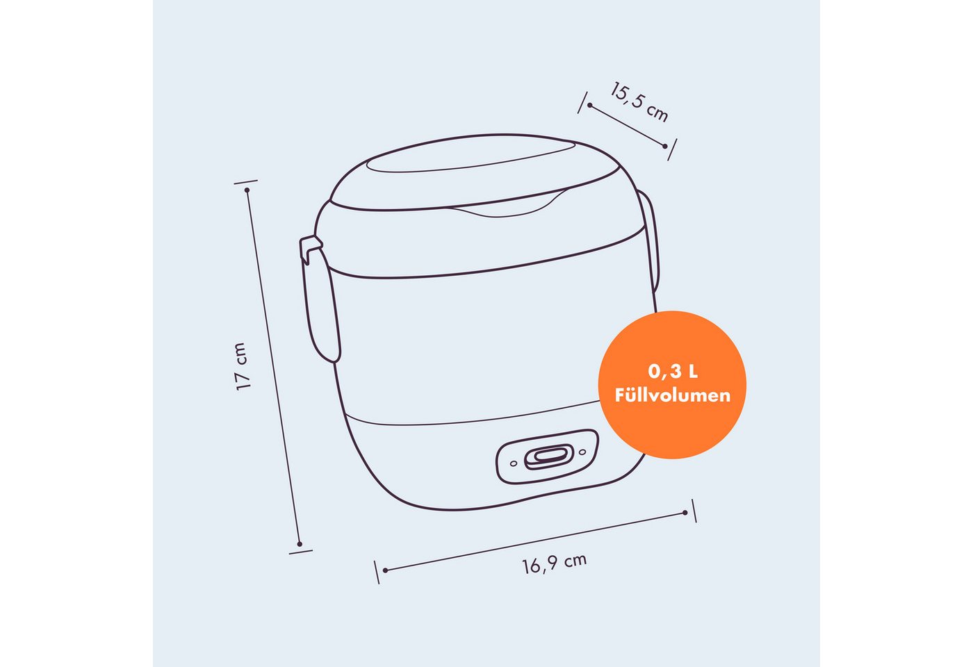 Reishunger Reiskocher Mini Modell – 0,3 L – 1-2 Portionen – in vier Farben verfügbar –, 120 W, Handliche Größe für kleine Haushalte und unterwegs Bild 4