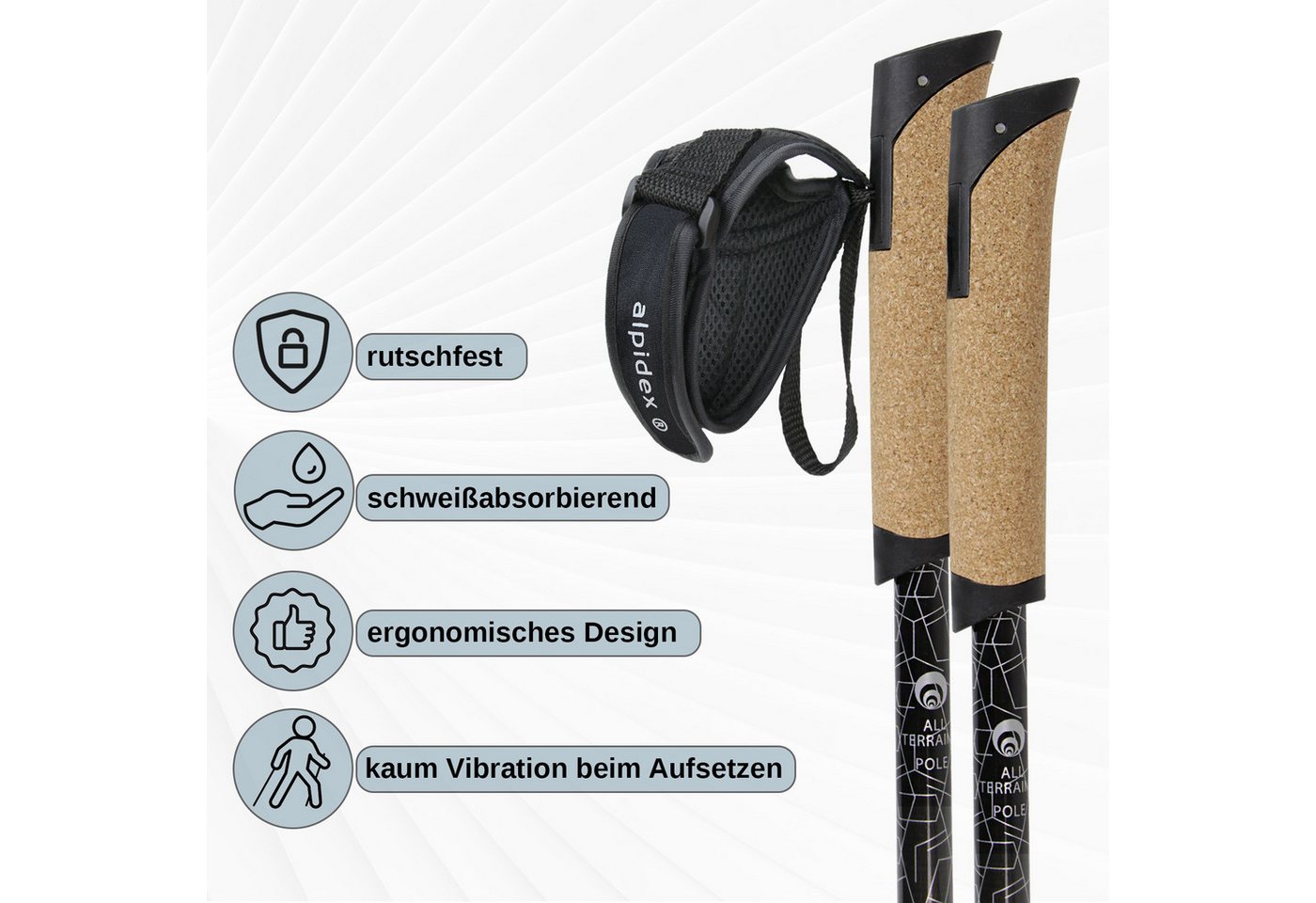 ALPIDEX Nordic-Walking-Stöcke ALPIDEX superleichter Carbon Nordic Walking Stock