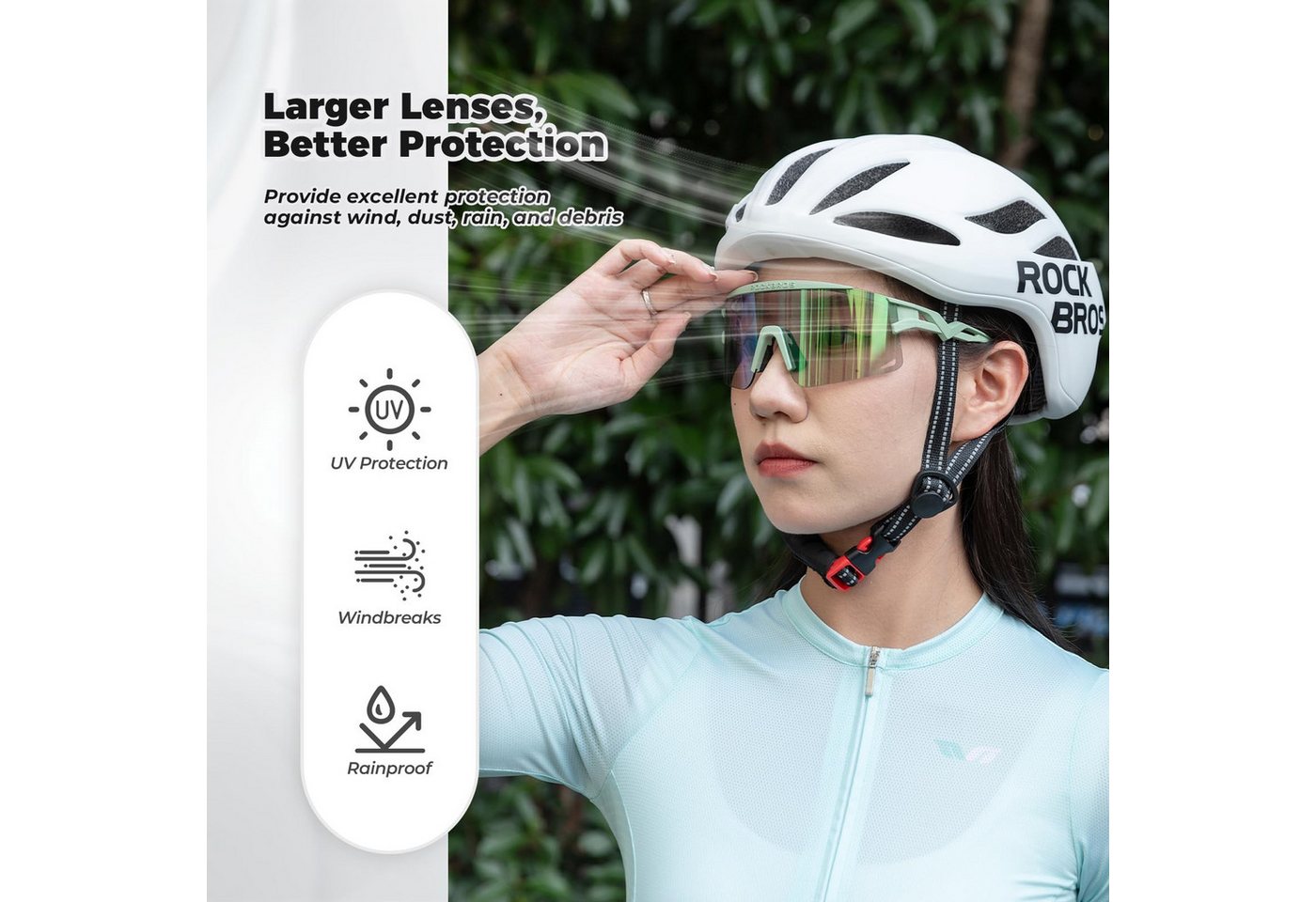 ROCKBROS Fahrradbrille Sportbrille Herren Damen Fahrrad Rennrad Outdoor TR90 Rahmen, photochrom, polarisiert, UV400 Schutz, ultraleicht, winddicht Bild 2