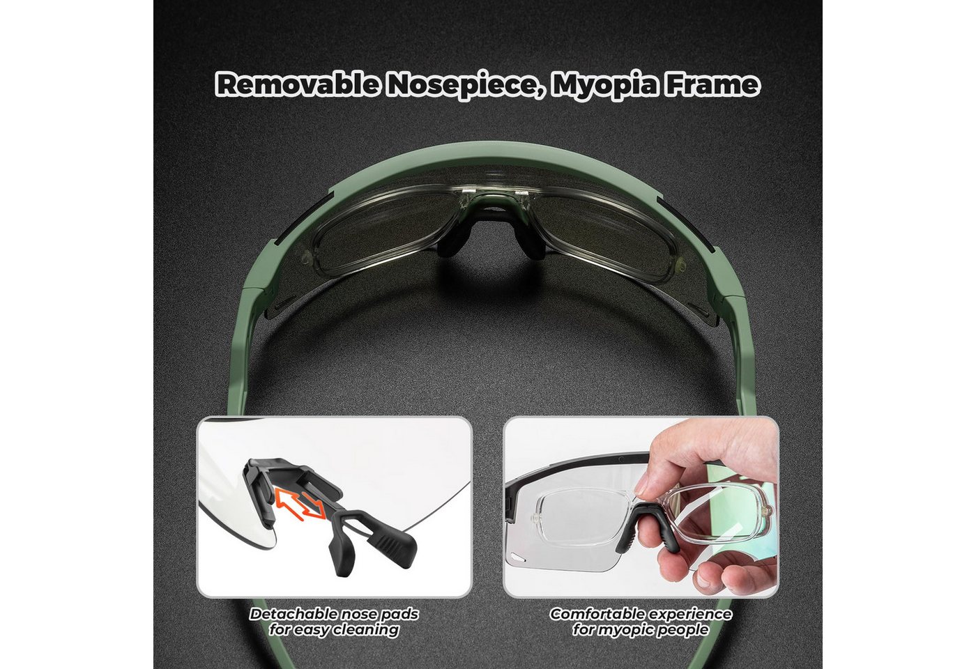 ROCKBROS Fahrradbrille Sportbrille Herren Damen Fahrrad Rennrad Outdoor TR90 Rahmen, photochrom, polarisiert, UV400 Schutz, ultraleicht, winddicht Bild 5
