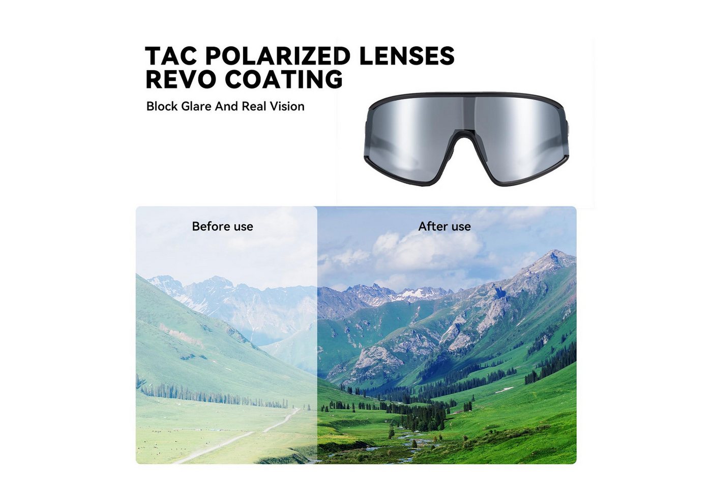 ROCKBROS Fahrradbrille Sportbrille Herren Damen Fahrrad Rennrad MTB Outdoor TR90 Rahmen, selbsttönend, UV400 Schutz, verstellbares Nasenpolster, ultraleicht Bild 2