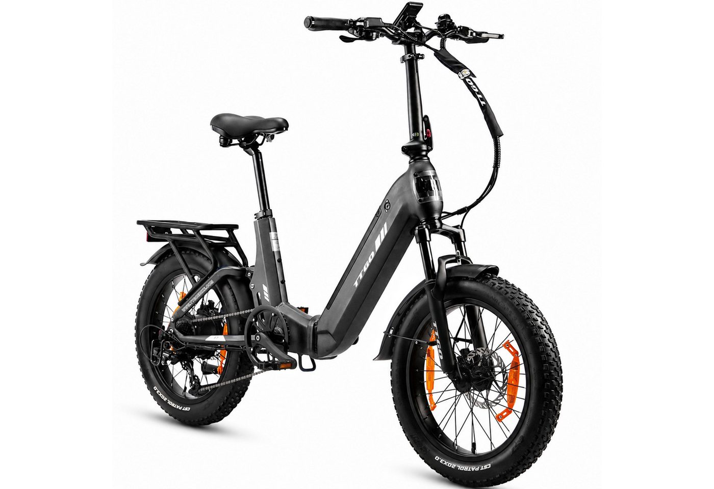 TTGO E-Bike Klapprad 20 Zoll, Fully, Vollfederung, 70Nm Hinterradmotor, 120km, max.150kg, 7 Gang SHIMANO, Kettenschaltung, Heckmotor, 720 Wh, (Softtail, hydr. Scheibenbremse, mit Bremslicht), F7, Drehmomentsensor, Lockout-Federgabel, Elektrofahrrad, Damen Herren Bild 2