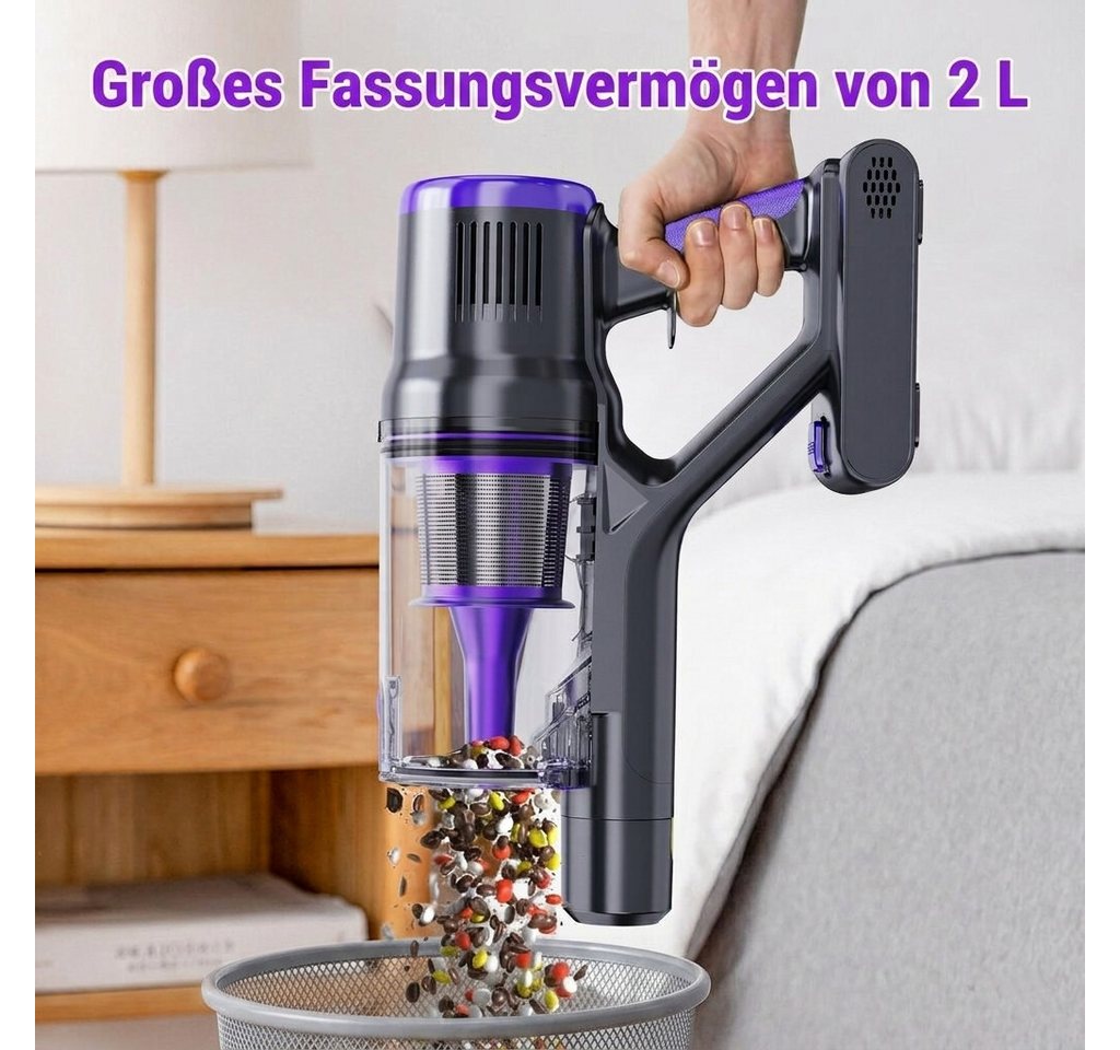 Blossom Akku-Hand-und Stielstaubsauger Akku Staubsauger 85000Pa/650W/65Min, 2L Staubsauger Kabellos, 2 L, 50dB leise/6-Stufen-Filter/OLED Display,Ideal für Böden/Teppiche/Auto