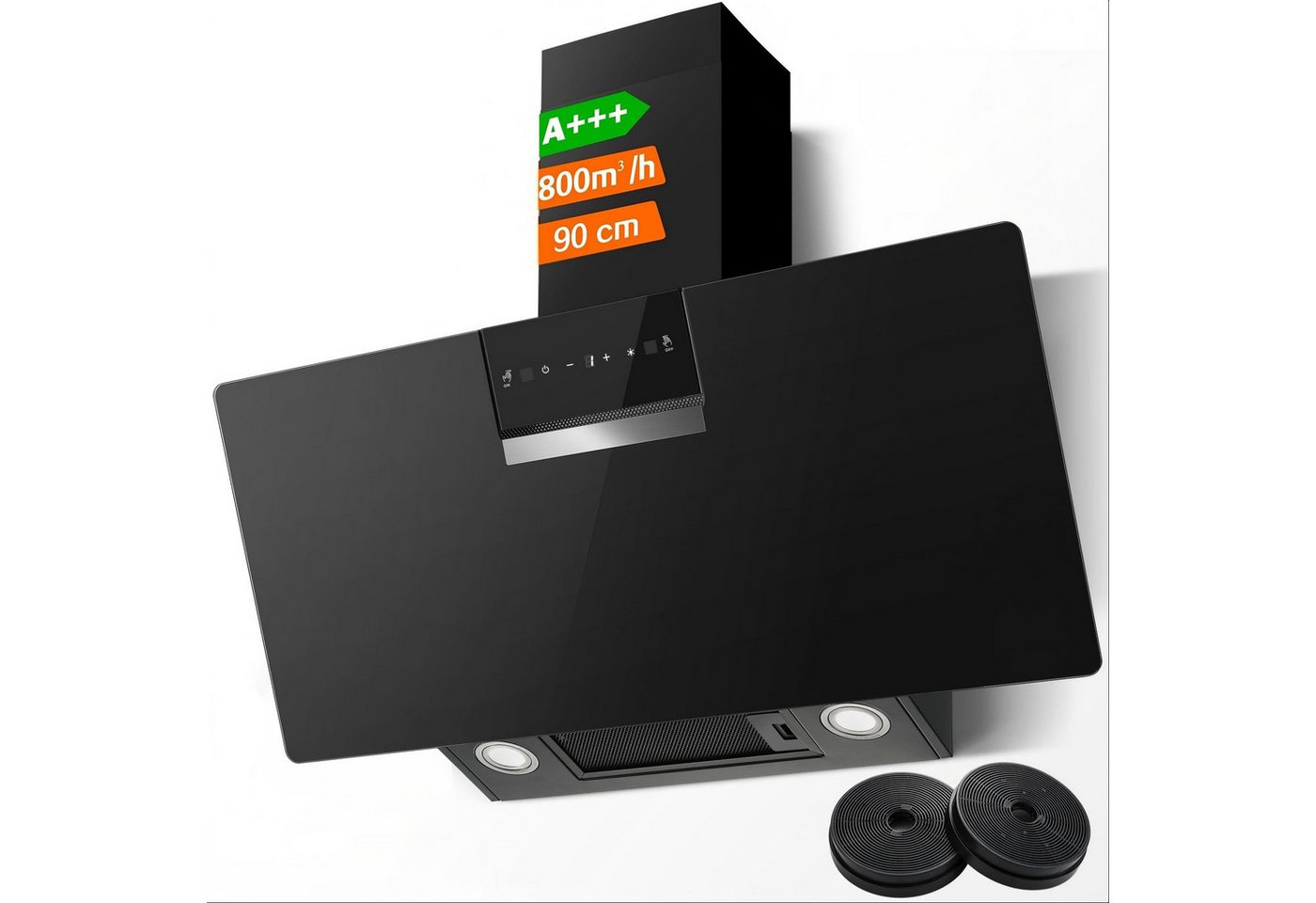 SNDOAS Kopffreihaube Dunstabzugshaube 90cm, A+++ Energieeffizienzklasse, 800 m³/h Saugkraft Dunstabzugshaube 90cm, A+++ Energieeffizienzklasse, 800 m³/h Saugkraft, 3 Stufen + Booster, Touch & Gestensteuerung, Aktivkohlefilter, A+++ Bild 5