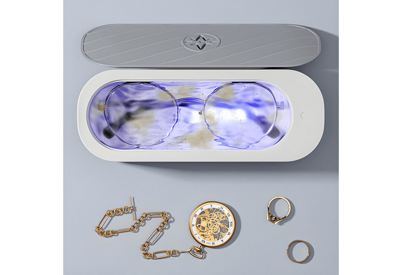 Athlix Ultraschallreiniger Ultraschall-Brillenreiniger Kontaktlinsenreiniger für Schmuck, Uhren, 360° Reinigung, Ideal für Reisen, Einfache Bedienung