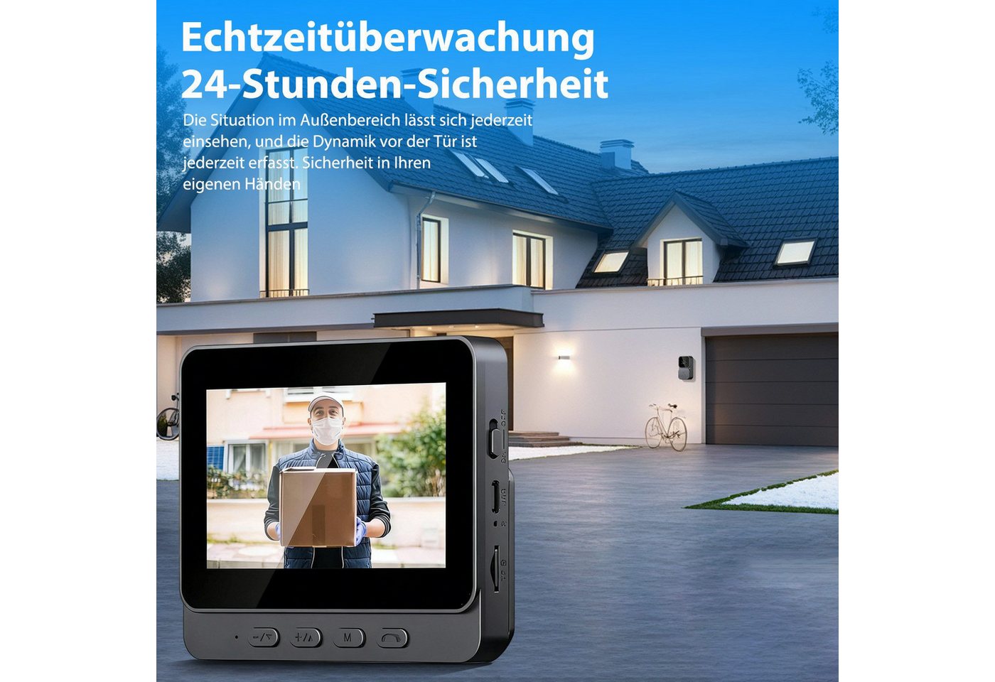 TWUFY Video-Türsprechanlage Drahtlose Video Türklingel mit Kamera Outdoor 4,3 Zoll IPS Bildschirm (Außenbereich, kabellos, mit Monitor, Video Gegensprechanlage, 1-tlg., Türklingel Funk 170° HD Kamera Gegensprechanlage, Infrarot Nachtsicht Zwei-Wege-Audio) Bild 3