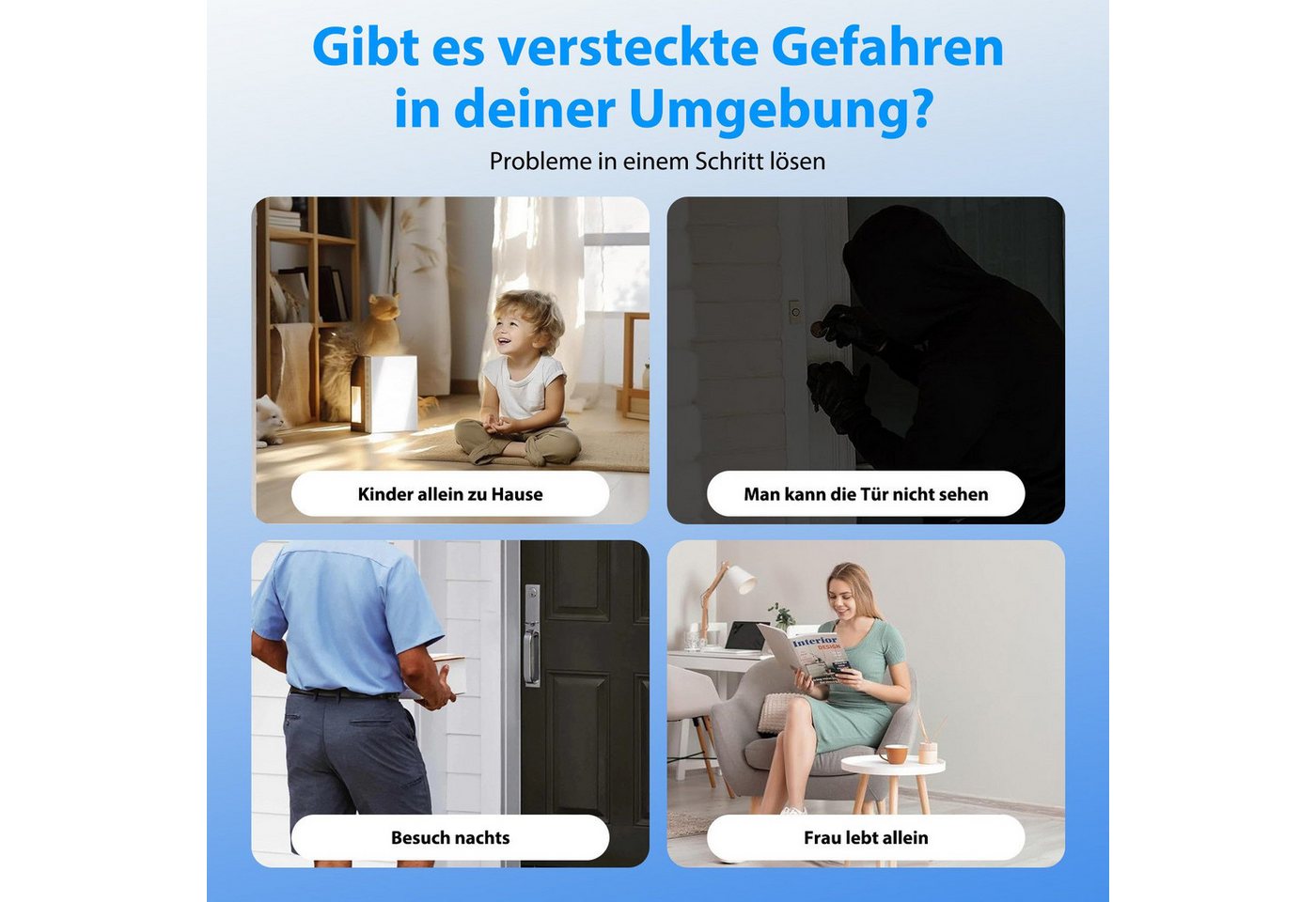 TWUFY Video-Türsprechanlage Drahtlose Video Türklingel mit Kamera Outdoor 4,3 Zoll IPS Bildschirm (Außenbereich, kabellos, mit Monitor, Video Gegensprechanlage, 1-tlg., Türklingel Funk 170° HD Kamera Gegensprechanlage, Infrarot Nachtsicht Zwei-Wege-Audio) Bild 4