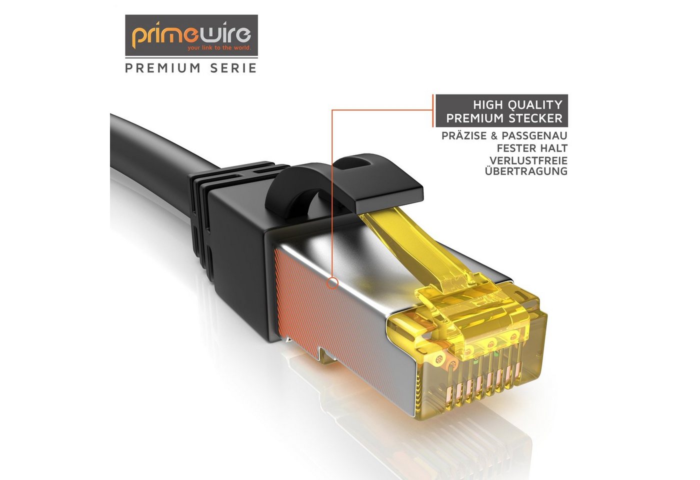 Primewire LAN-Kabel, CAT.7, RJ-45 (Ethernet) (2500 cm), Gigabit Ethernet S/FTP Netzwerkkabel, 10000 Mbit/s, Patchkabel - 25m Bild 4