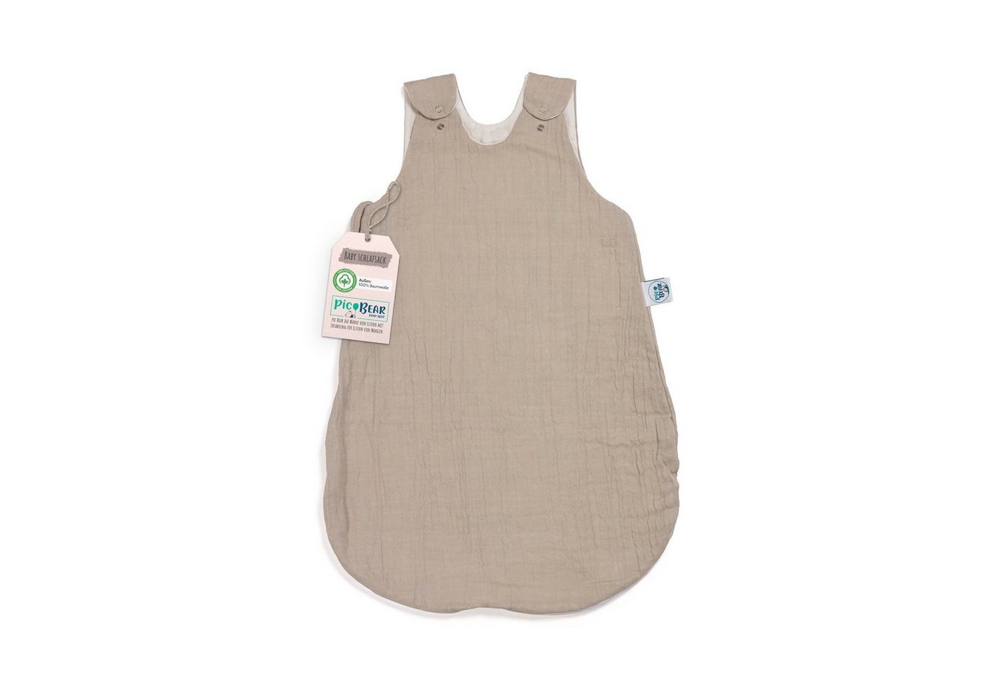 pic Bear Babyschlafsack pic Bear Sommerschlafsack Musselin, Reißverschluss mit Schutz, 0,5 TOG, Außenliegender Reißverschluss