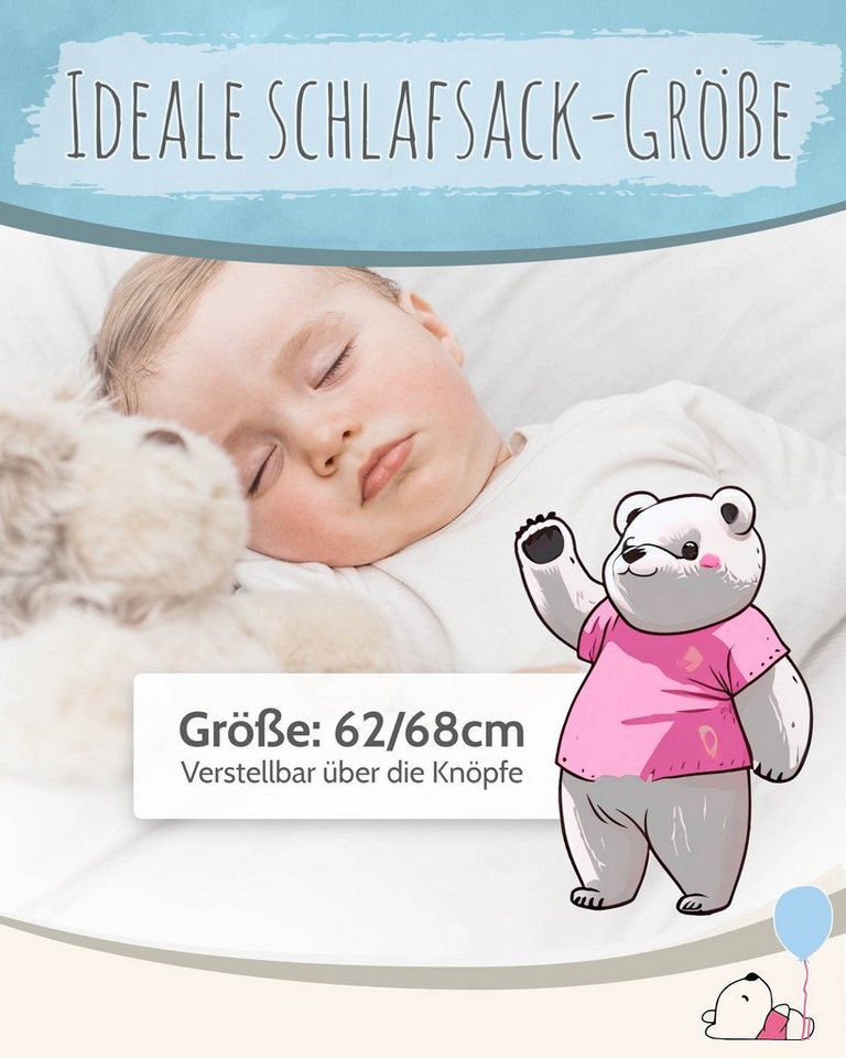 pic Bear Babyschlafsack pic Bear Sommerschlafsack Musselin, Reißverschluss mit Schutz, 0,5 TOG, Außenliegender Reißverschluss Bild 5
