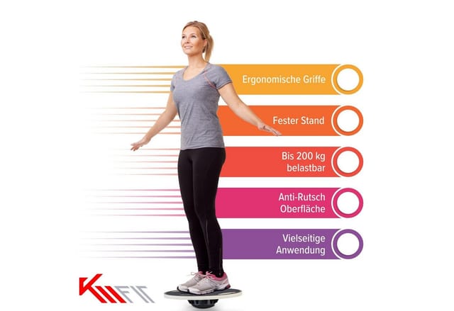 KM - Fit Balanceboard Balancierbrett Wackelbrett Schaukelbrett Kreisel ø 39,5cm, rutschfeste Oberfläche
