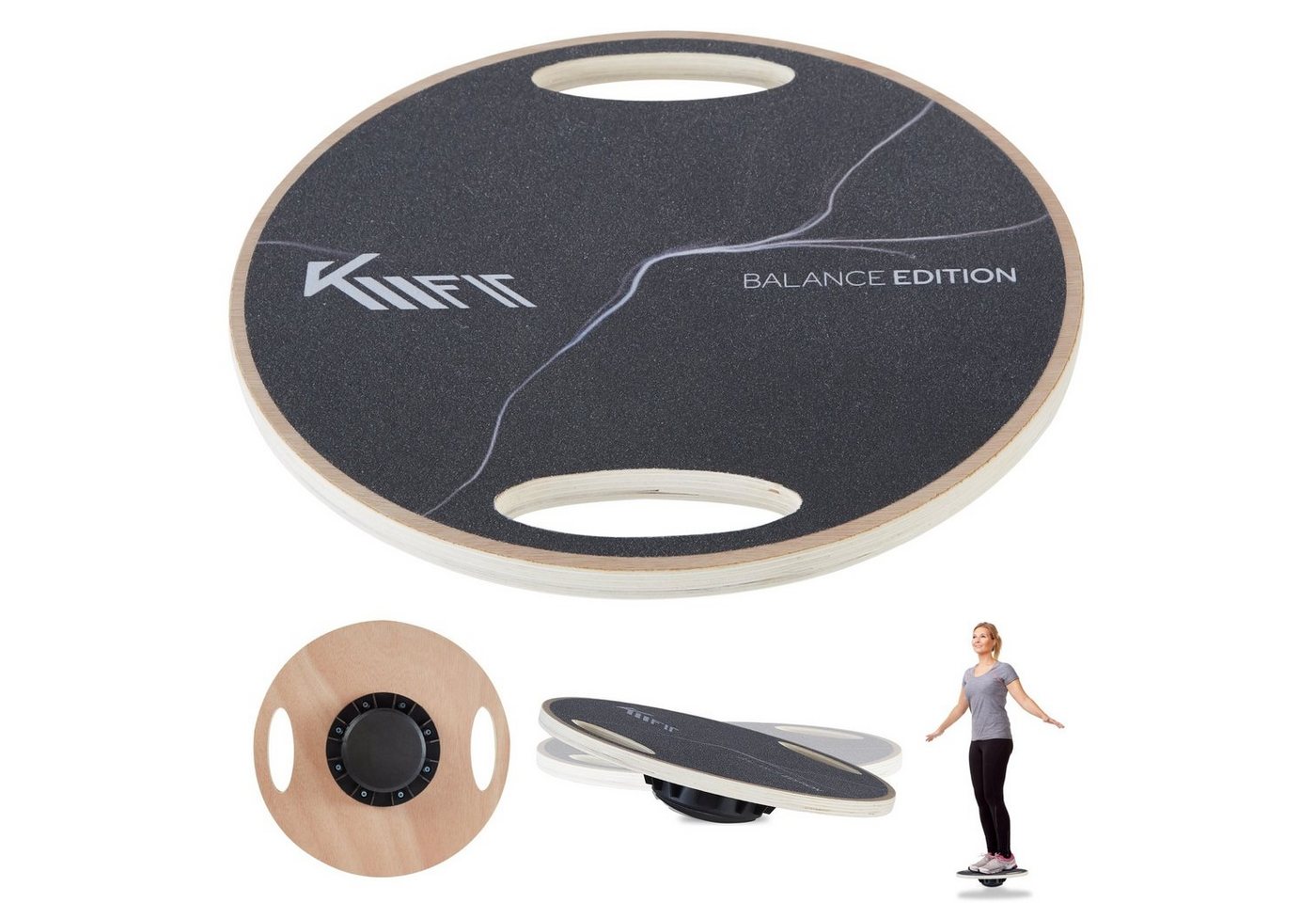KM - Fit Balanceboard Balancierbrett Wackelbrett Schaukelbrett Kreisel ø 39,5cm, rutschfeste Oberfläche Bild 5