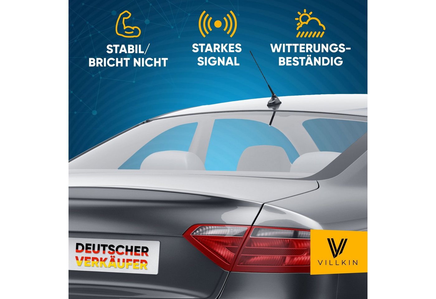 Villkin 30cm Universal Autoantenne, Radioantenne, Antennenadapter, Dachantenne (für Autodachantenne), M4, M5, M6 Gewinde vorhanden Bild 4