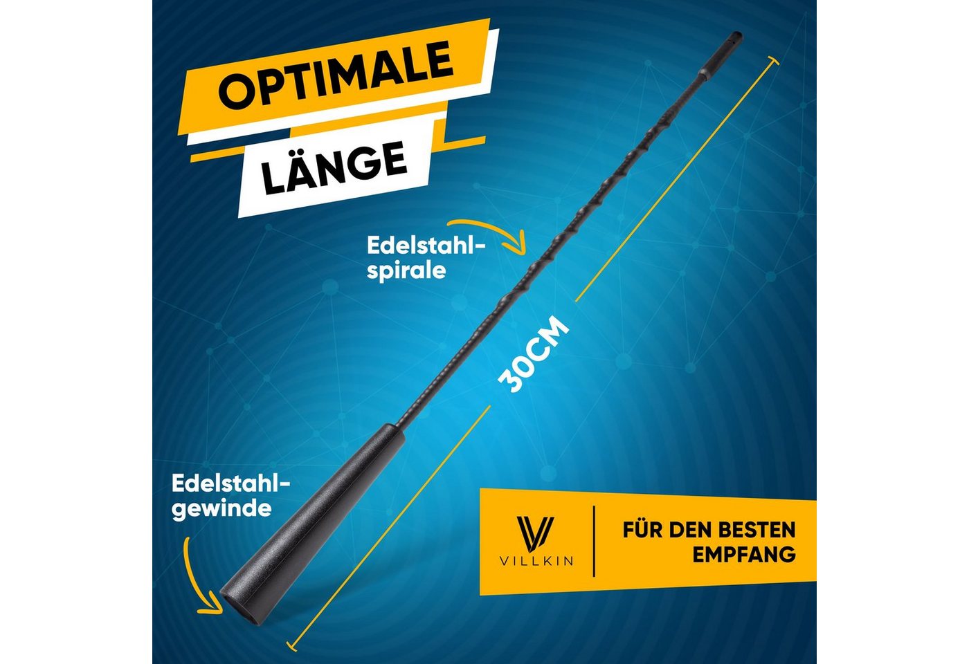 Villkin 30cm Universal Autoantenne, Radioantenne, Antennenadapter, Dachantenne (für Autodachantenne), M4, M5, M6 Gewinde vorhanden Bild 5