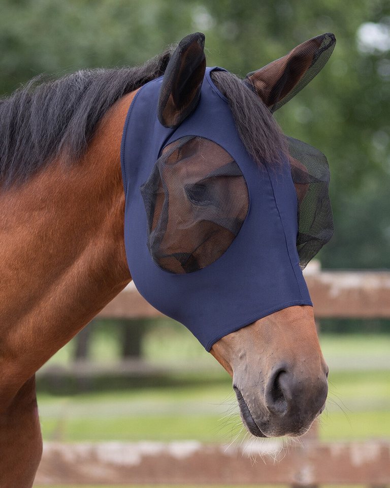 ARBO-INOX® Fliegenmasken Fliegenmaske Fliegenschutz elastisch Reißverschluss -Rosa-Grau-Navy Bild 2