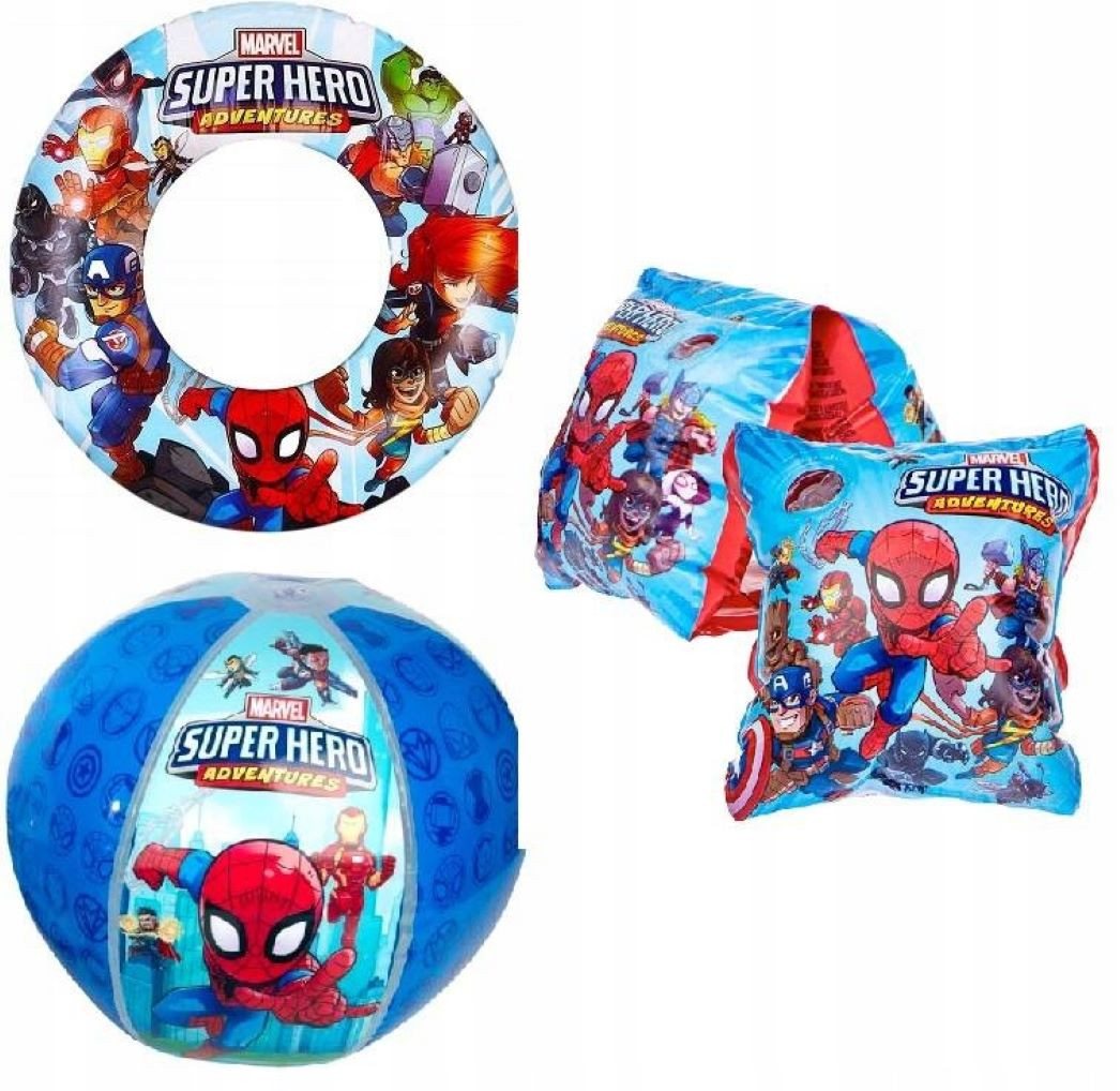 Festivalartikel Schwimmflügel Spiderman Marvel 3-in-1 Schwimmset: Schwimmflügel, Ring, Ball
