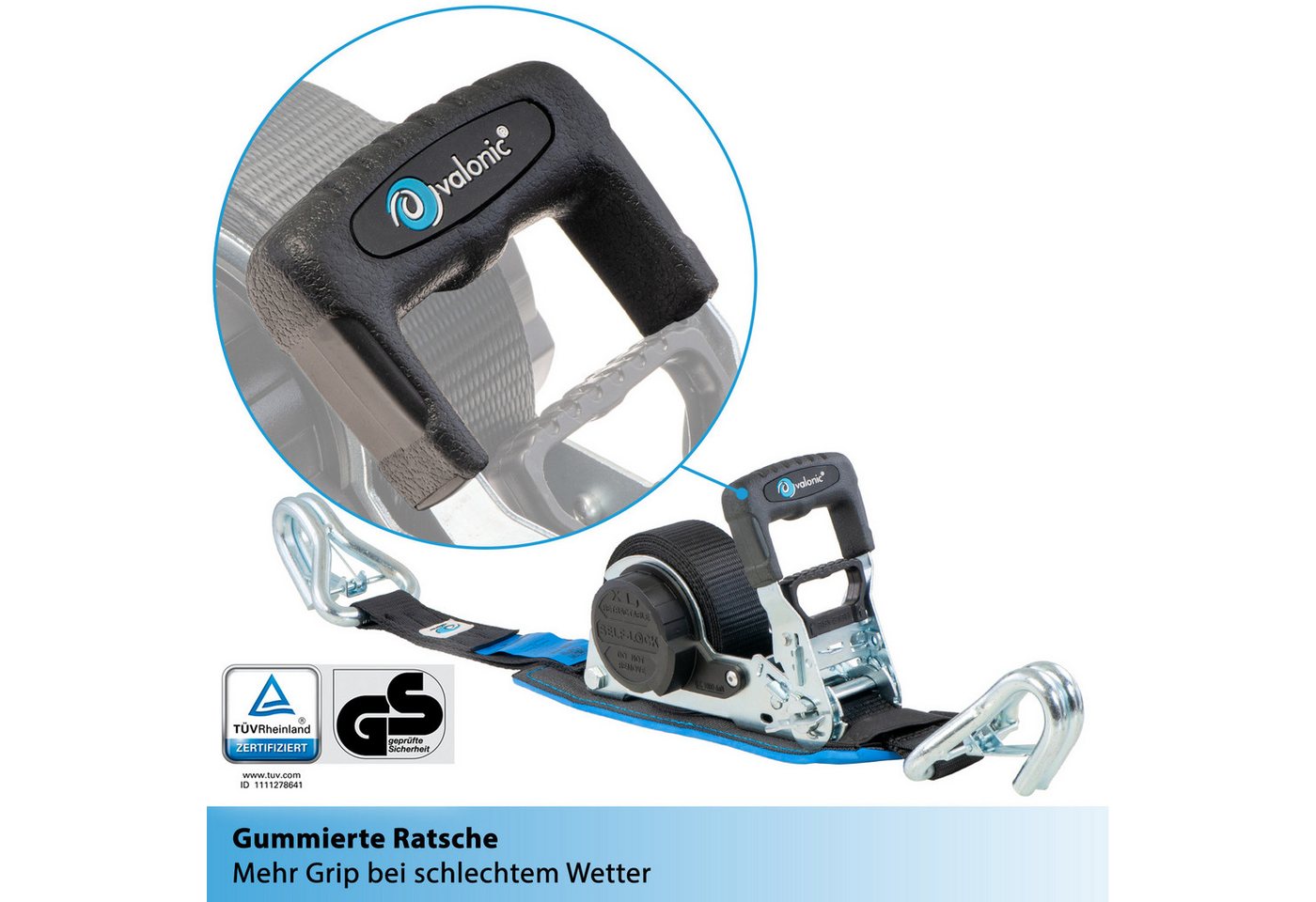 valonic Spanngurt Spanngurte Automatik Ratsche SG-055-50 (2 Stück, 5m) - GRIZZLY Bild 2