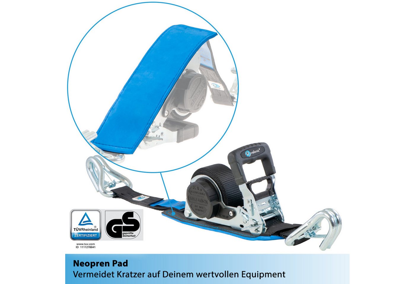 valonic Spanngurt Spanngurte Automatik Ratsche SG-055-50 (2 Stück, 5m) - GRIZZLY Bild 3