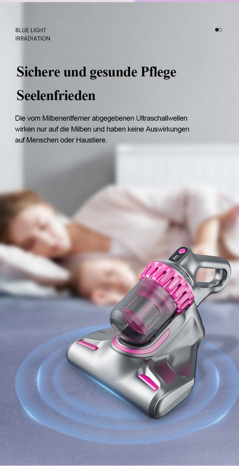 ibettertec Matratzenreinigungsgerät Matratzenreinigungsgerät,Milben Handstaubsauger,Handstaubsauger, 10000Pa Staubsauger,UV-C Sterilisation,HEPA Filter,Für Allergiker, entfernt 99,9% Aller Milben,für Matratzen,Sofas und Betten Bild 4