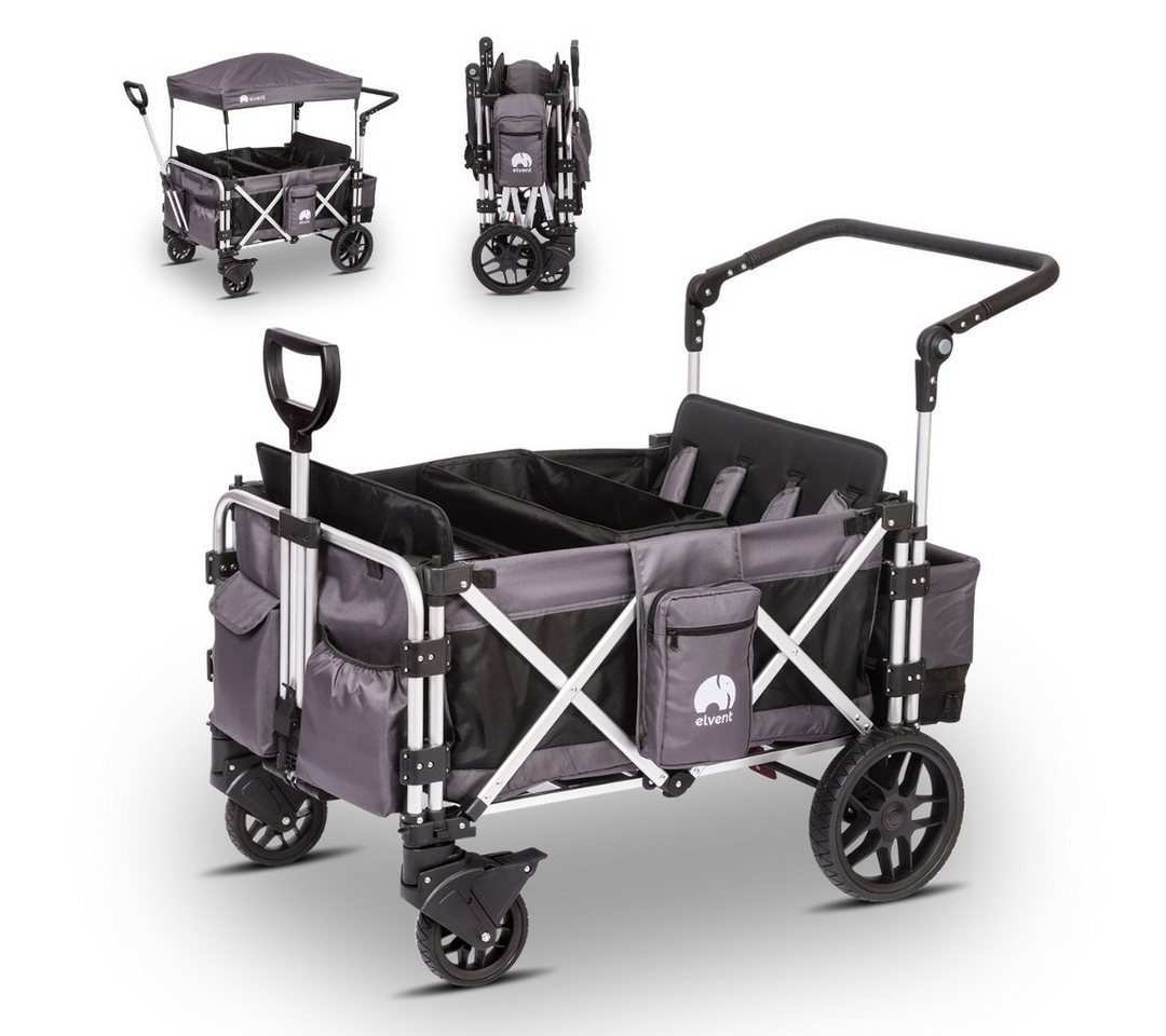 elvent Bollerwagen FamilyStar 4, Kompakt faltbar, Für bis zu 4 Kinder, Superleicht und komfortabel Bild 3