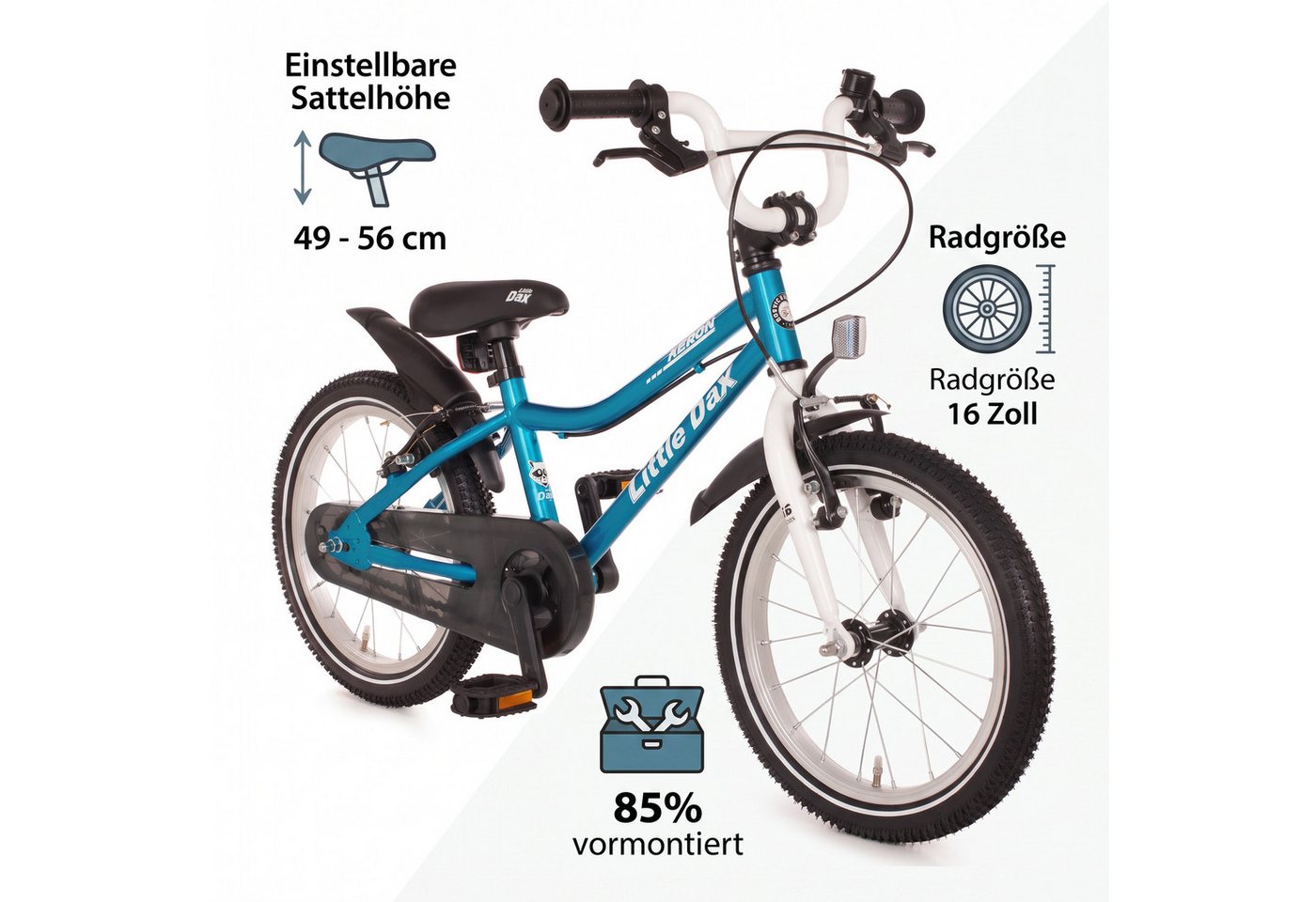 Bachtenkirch Kinderfahrrad Little Dax Fahrrad ab 3 Jahre leicht Jungen Mädchen 14 16 18 Zoll, Wählbar. Silber, Blau, Rot, 14 Zoll, 16 Zoll, 18 Zoll Bild 3