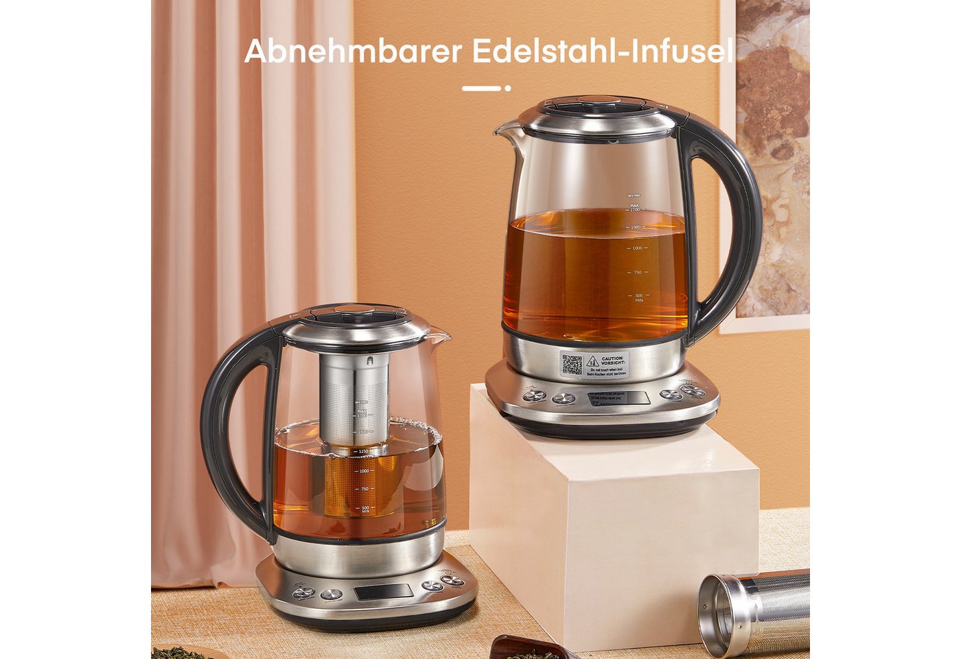FOHERE Wasserkocher mit Temperatureinstellung 6 Voreinstellungen und Warmhaltefunktion, 1.7 l, 2200 W, mit 10-Minuten-Speicherfunktion Bild 4
