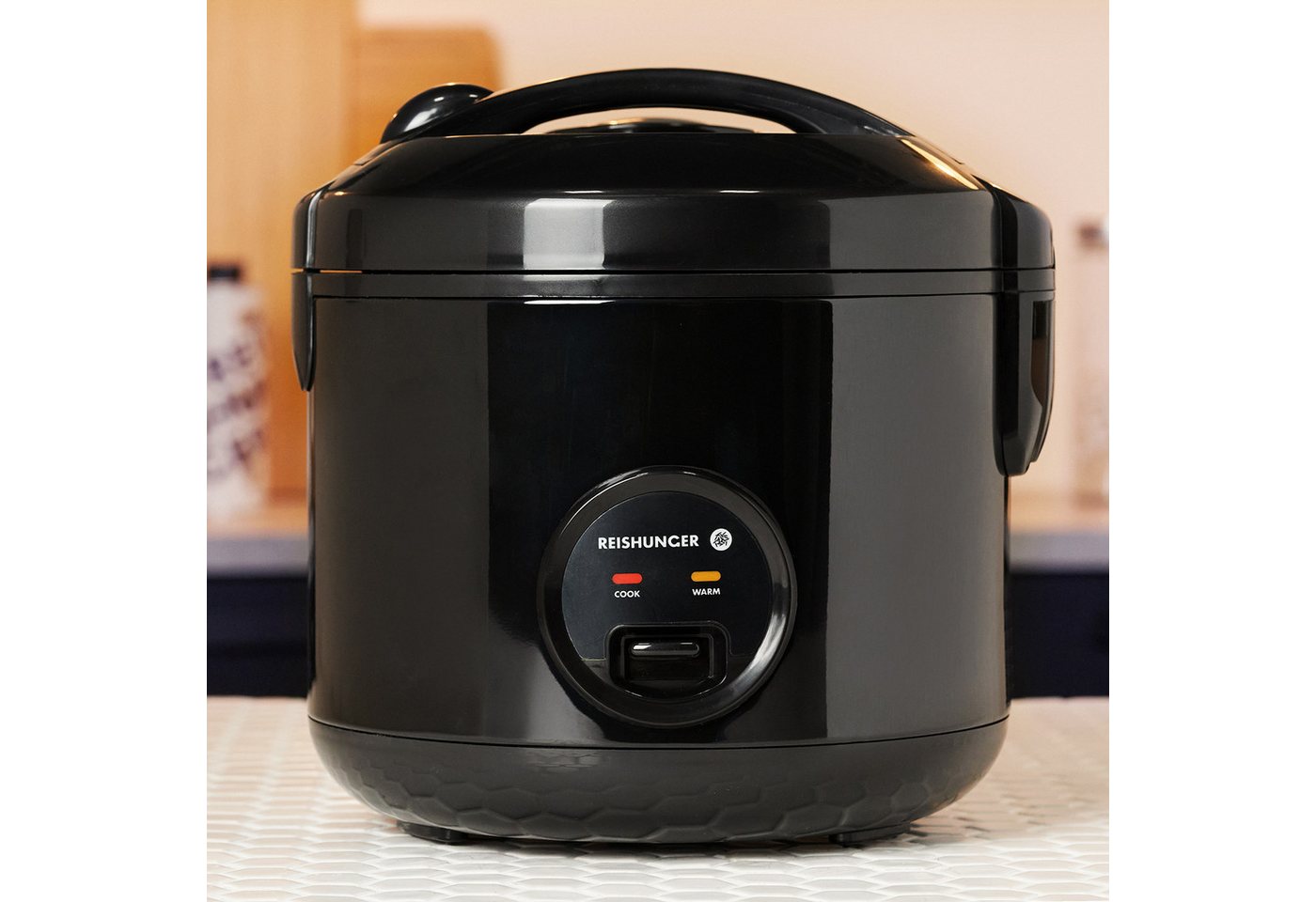 Reishunger Reiskocher Basismodell – 1,2 L – Für 1-6 Personen – Bundle mit vier Reissorten –, 500 W, Mit Dampfgarfunktion & Warmhaltefunktion