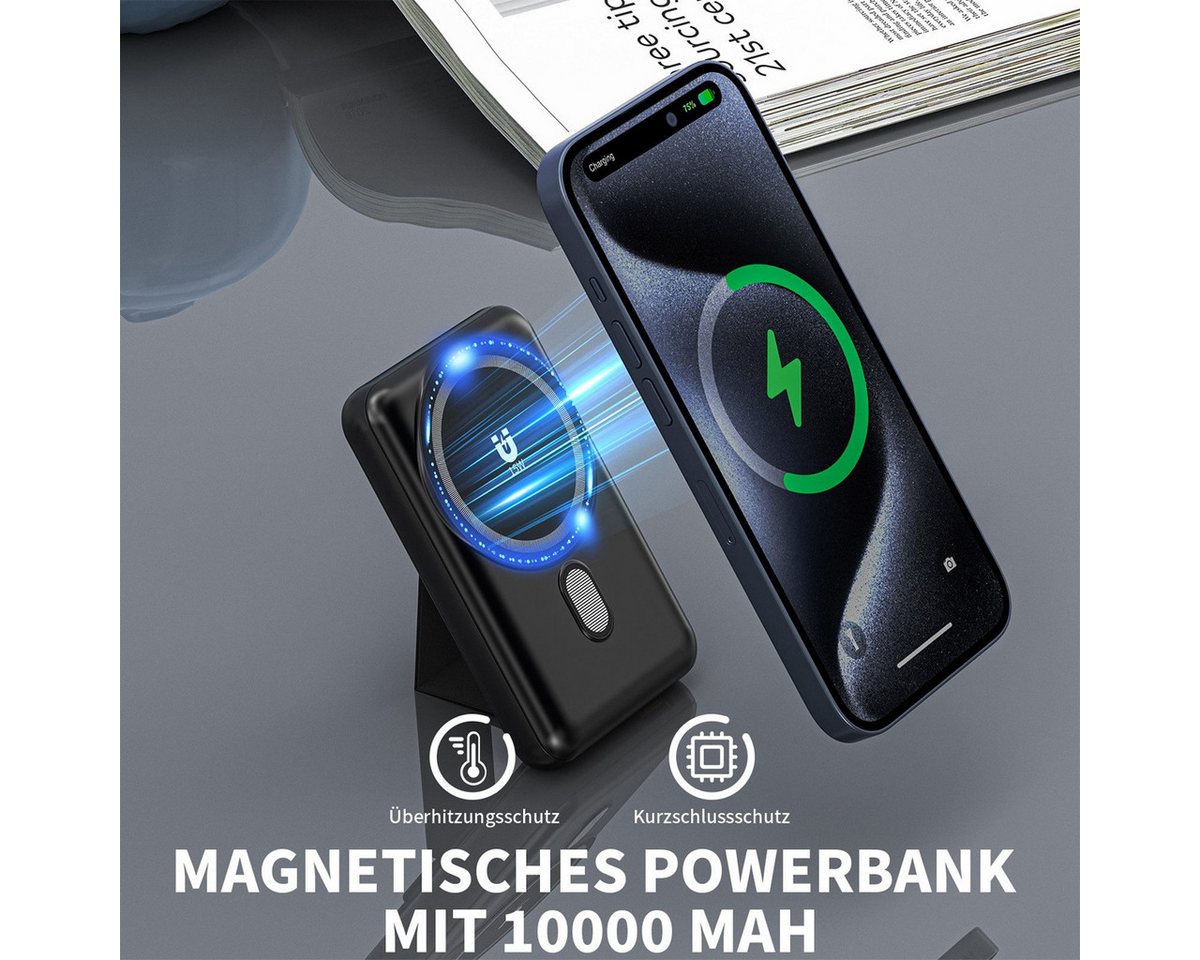 AeroAxis 10000mAh Magnetische Powerbank Wireless Power Bank für iPhone Powerbank 10000 mAh Bild 2