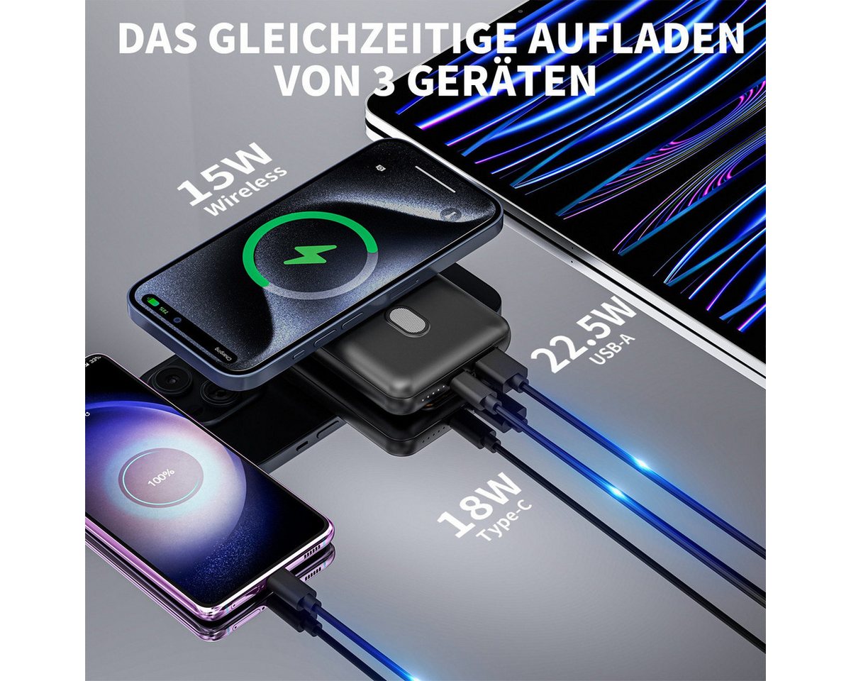 AeroAxis 10000mAh Magnetische Powerbank Wireless Power Bank für iPhone Powerbank 10000 mAh Bild 5
