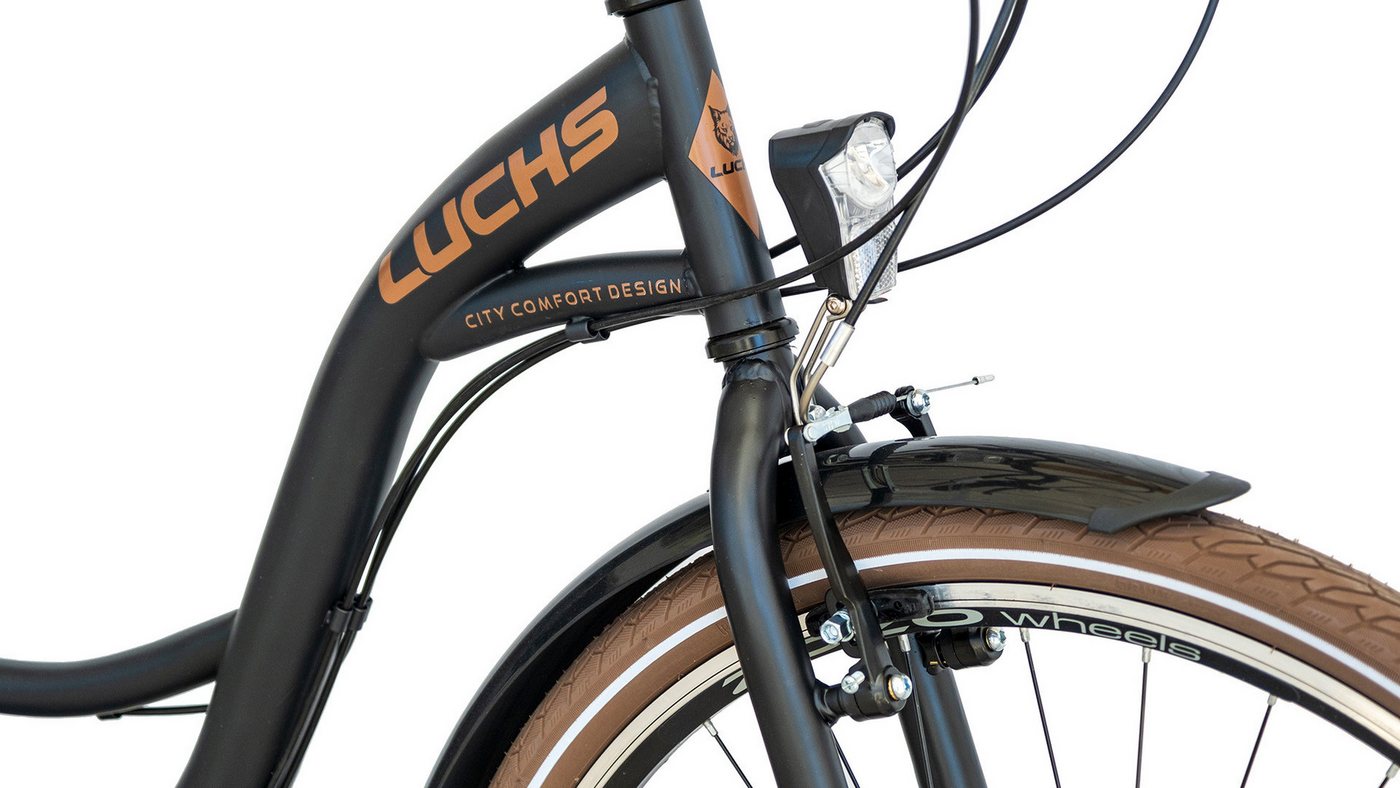 LUCHS Cityrad Feline Damenfahrrad 26 Zoll – Cityfahrrad Hollandrad – Citybike, 21 Gang Shimano, Kettenschaltung, 21 Gang SHIMANO, Frontkorb – Citybike für Alltag & Freizeit Bild 2