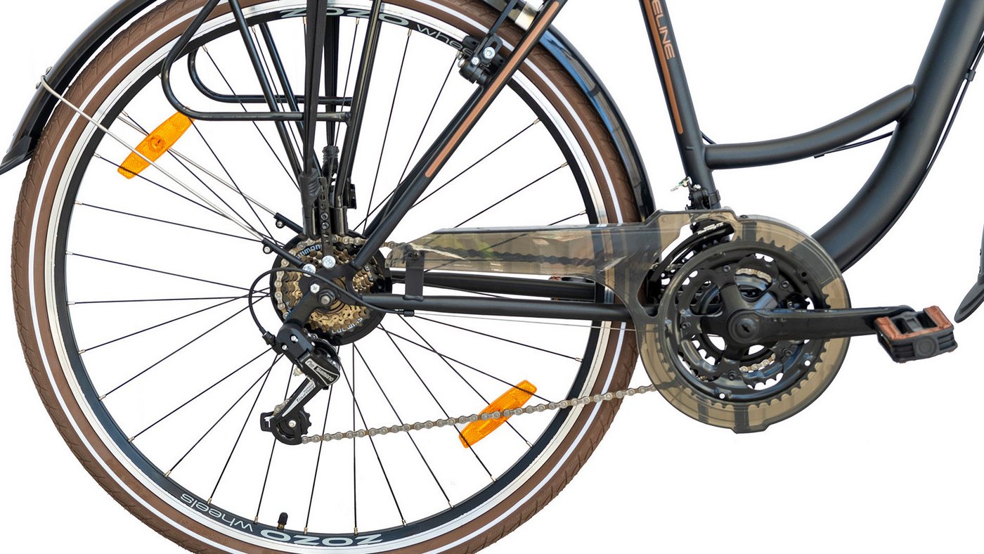 LUCHS Cityrad Feline Damenfahrrad 26 Zoll – Cityfahrrad Hollandrad – Citybike, 21 Gang Shimano, Kettenschaltung, 21 Gang SHIMANO, Frontkorb – Citybike für Alltag & Freizeit Bild 3