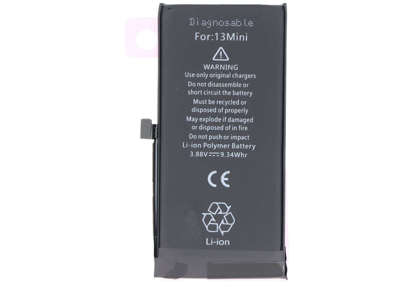 AccuCell Akku passend für Apple iPhone 13 Mini, diagnostizierbar, Li-Polymer, Akku 2406 mAh (3,9 V)