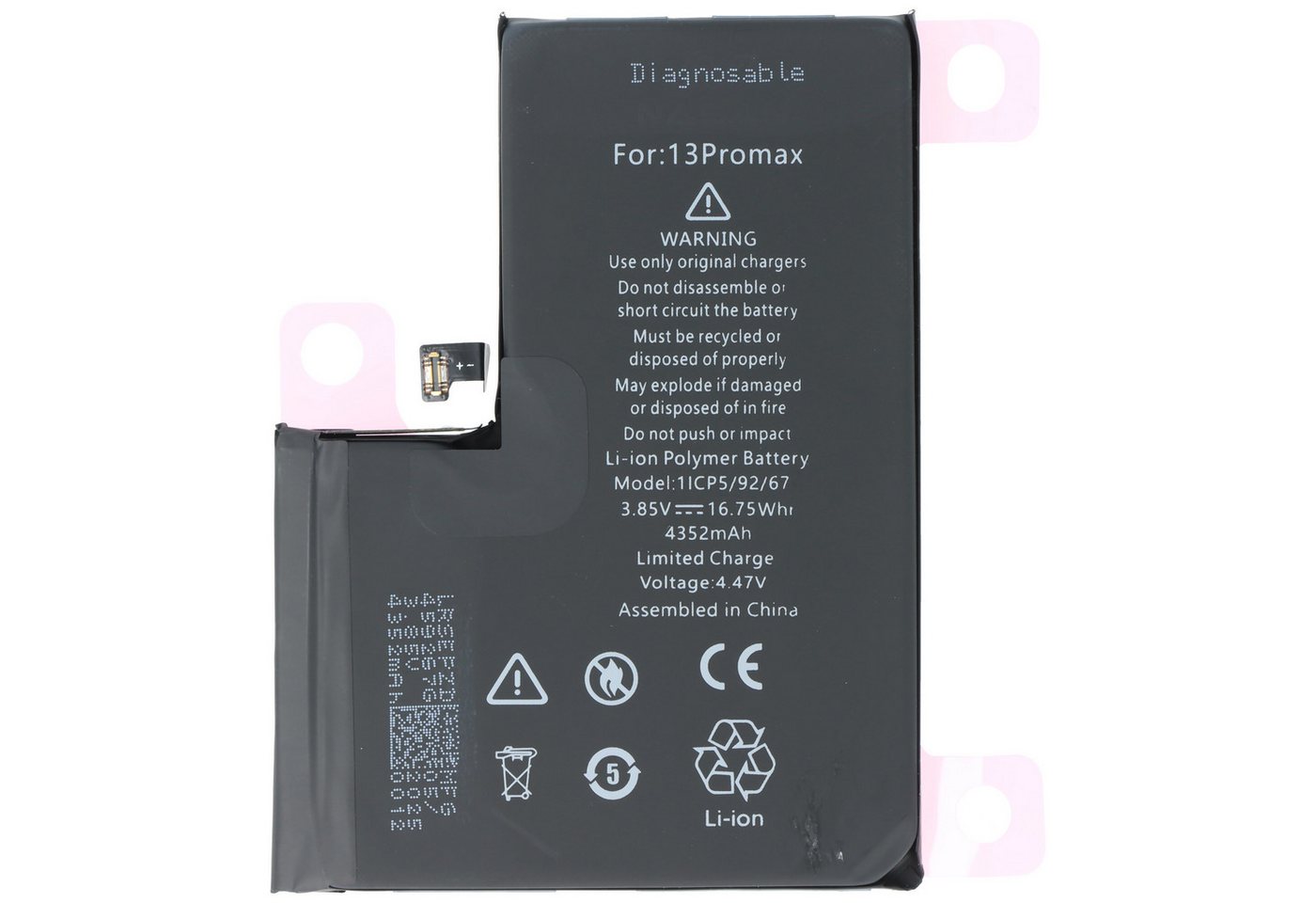 AccuCell Akku passend für Apple iPhone 13 Pro Max, diagnostizierbar, Li-Polyme Akku 4352 mAh (3,9 V) Bild 5