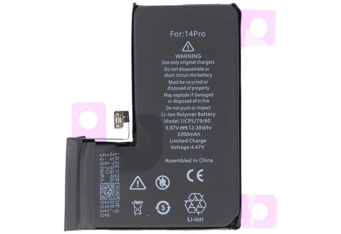 AccuCell Akku passend für Apple iPhone 14 Pro, Li-Polymer, 3,87V, 3200mAh, 12, Akku 3200 mAh (3,9 V) Bild 2