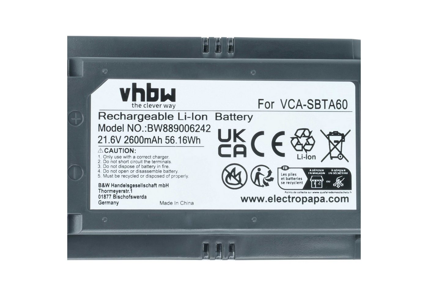 vhbw Akku Ersatz für Samsung 8806092219397, VCA-SBTA60 für Staubsauger / Staubsauger-Akku Akku Li-Ion 2600 mAh (21,6 V, 1 St), Leistungsfähiger Austausch-Akku für Ihren Staubsauger Bild 2