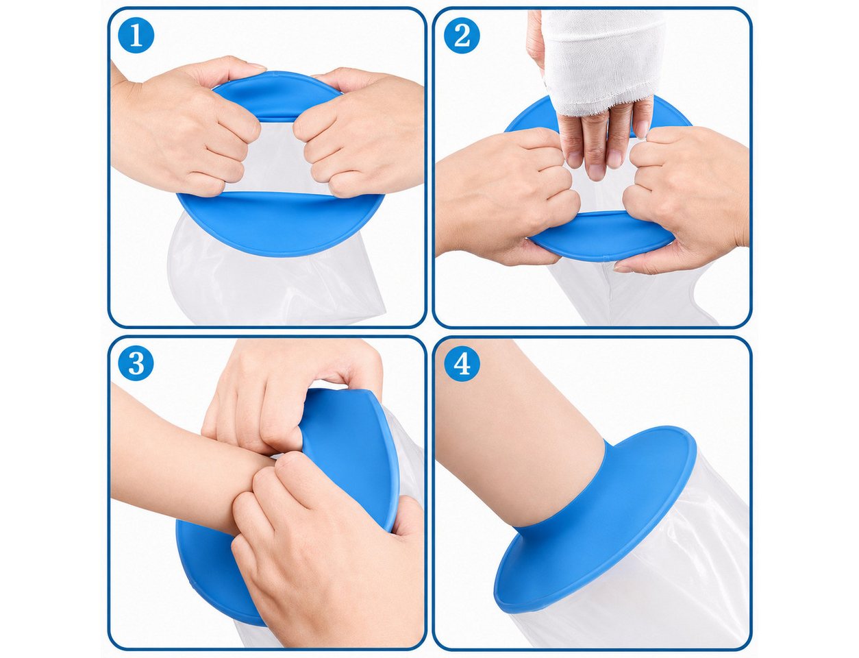 COOL-i ® Protektorenjacke Duschschutz für Arm & Bein, Beine mit Antirutschpads, Wasserdichte Schutzhülle ohne Ring, Wiederverwendbare Bild 2